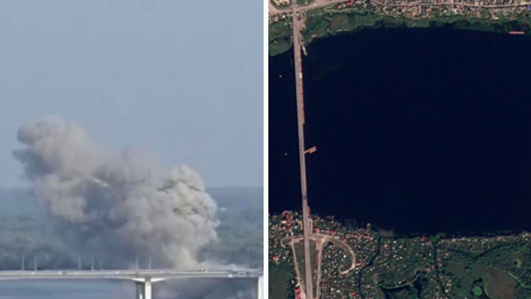Вивезені росіянами з-під Антонівського мосту баржі знайшлися біля берегу: супутникові фото