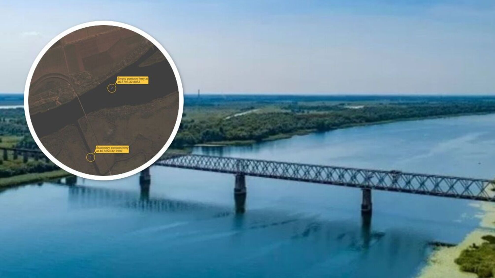 В районе Антоновского моста курсируют по меньшей мере три переправы оккупантов: спутниковые фото