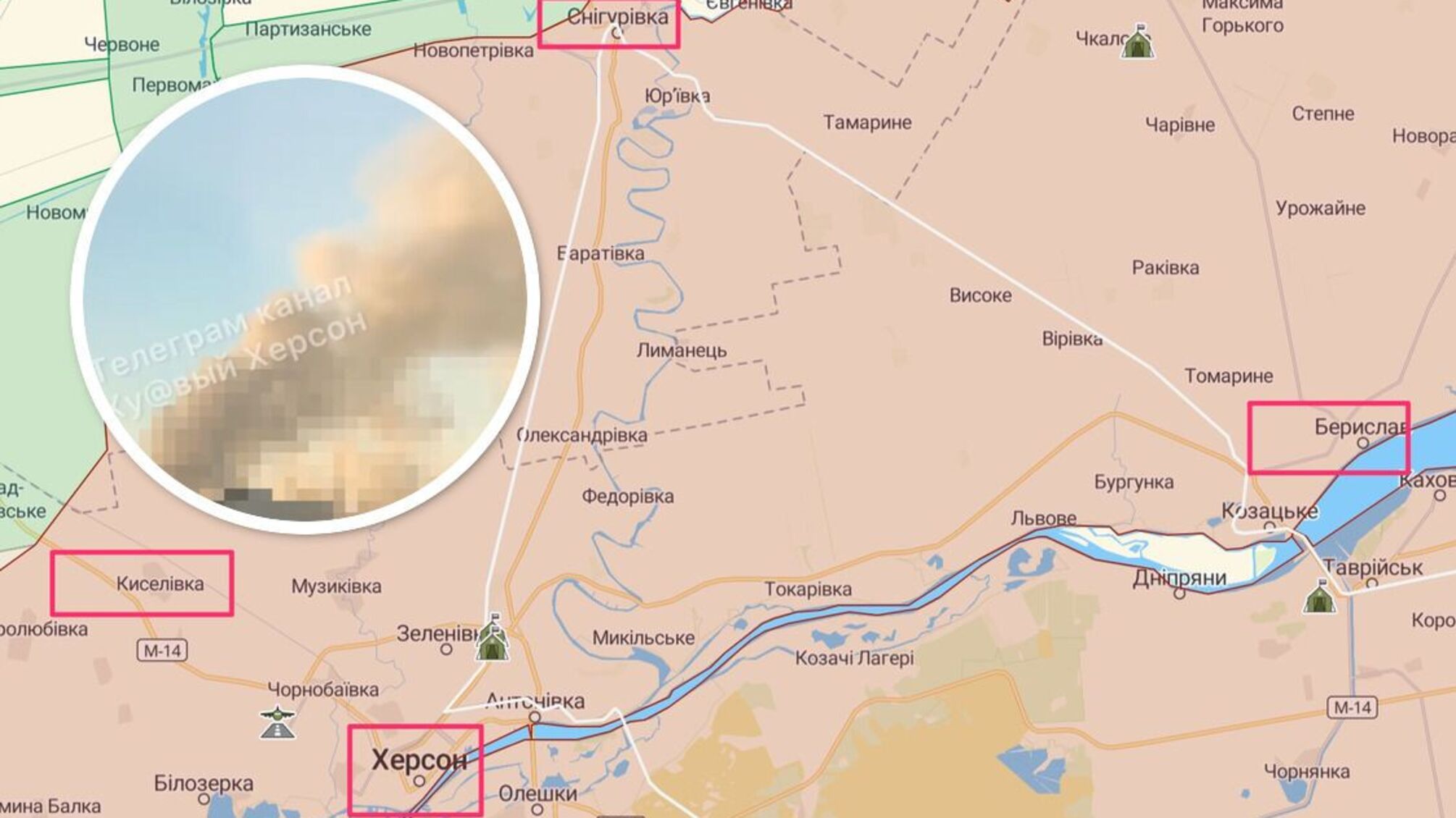 На Херсонщині пожежі, детонація та обстріли ворожих позицій