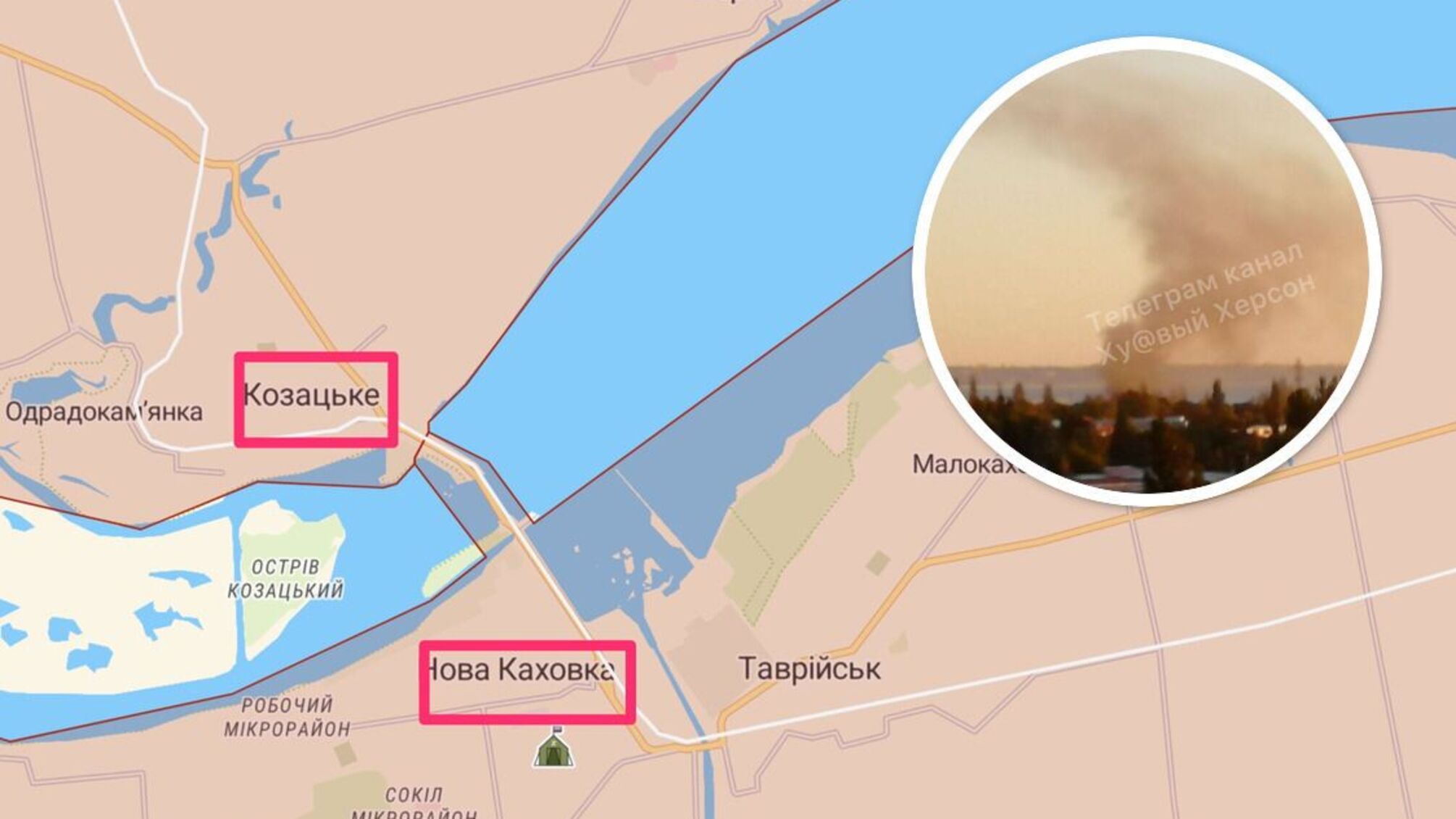 В Новой Каховке и Казацком – взрывы: дым поднимается над Каховской ГЭС