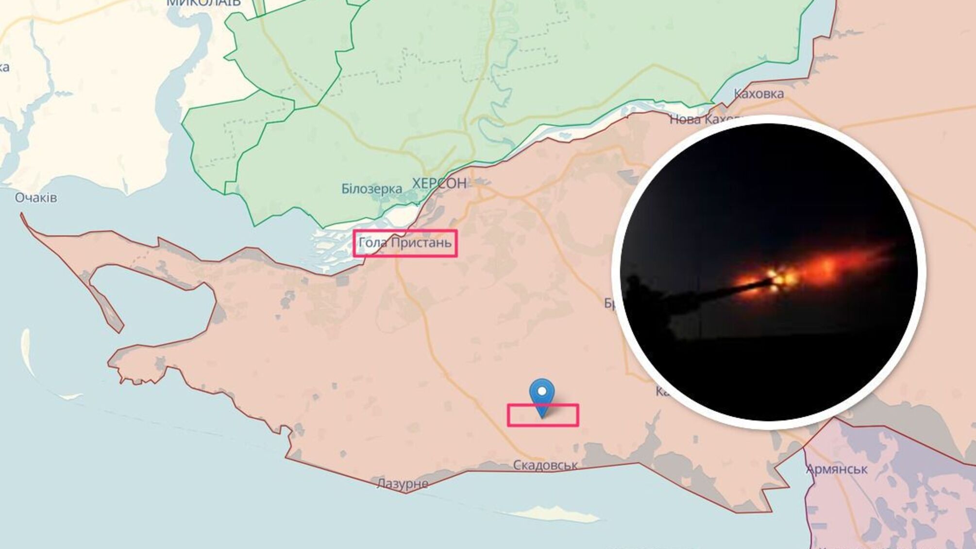 Нічні артдуелі на Херсонщині: уражено принаймні дві точки ворога