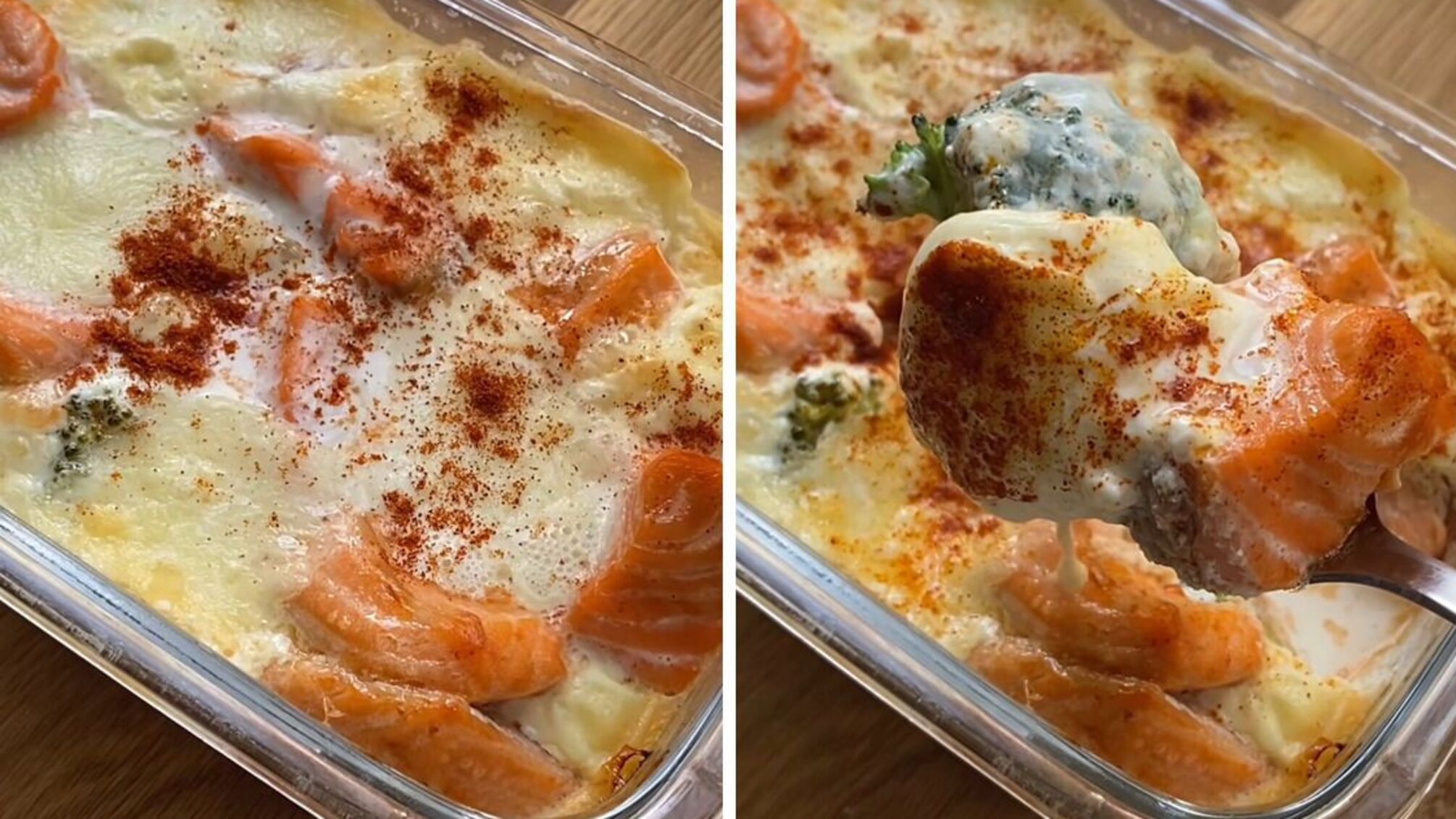 запіканка із броколі та червоною рибою