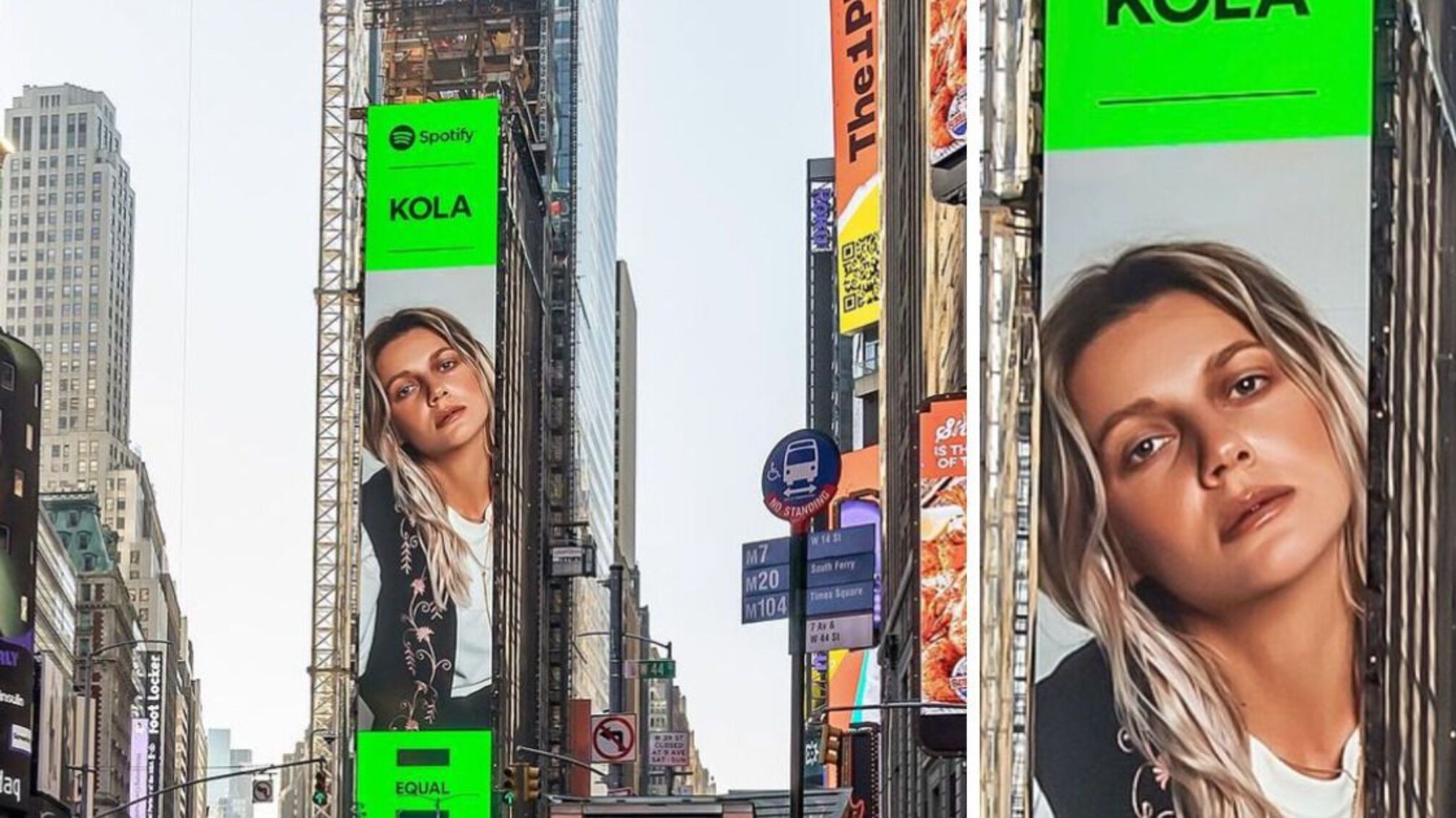 Українська співачка KOLA на білборді у Нью-Йорку на Times Square з піснею 'Бути простим'