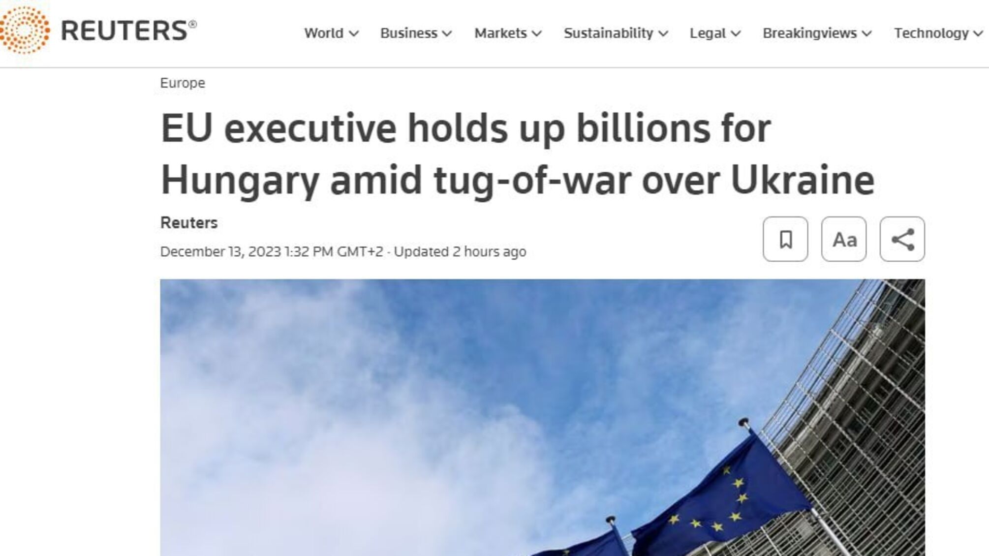 Еврокомиссия отказывается разморозить 10 млрд евро для Венгрии, — Reuters