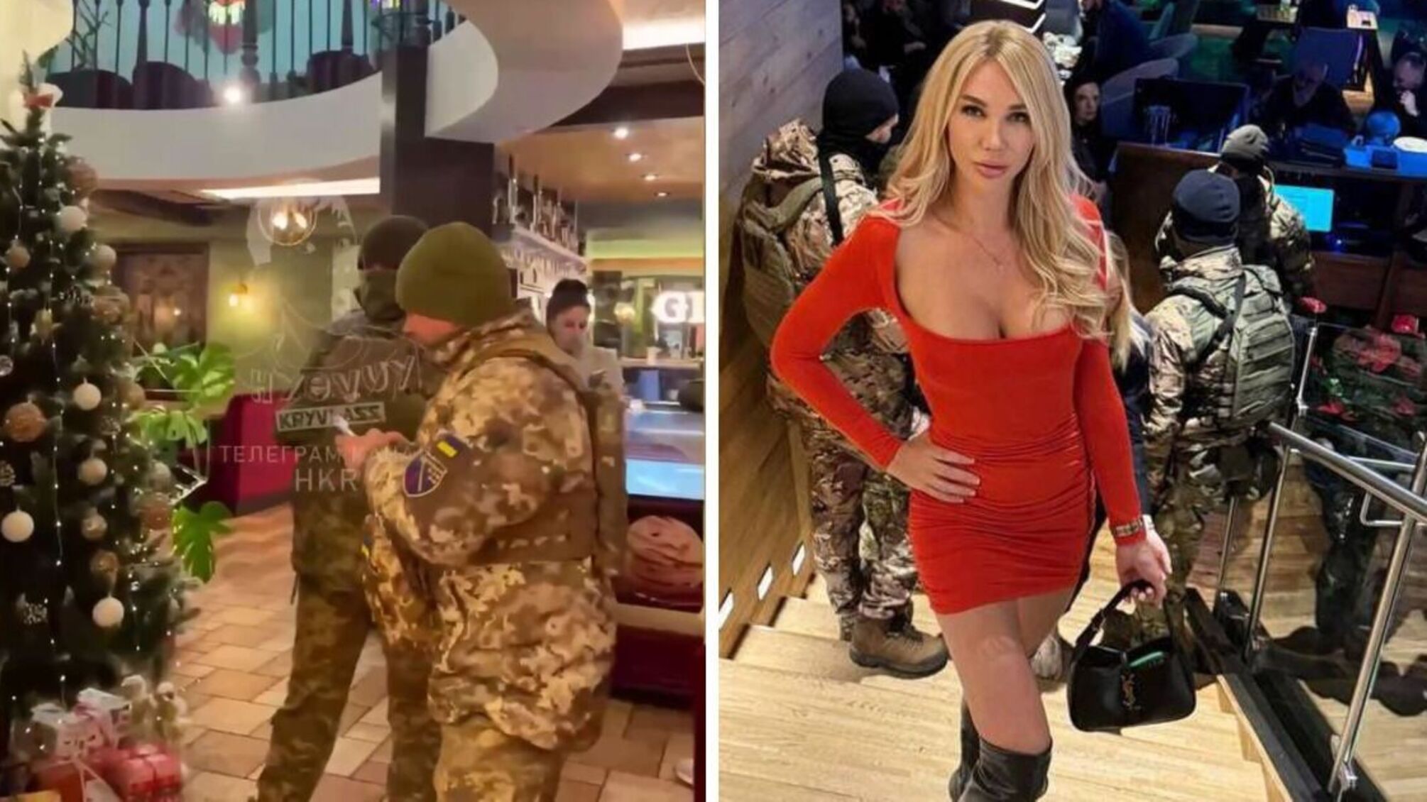 З'явилося відео, як люди у формі проводять перевірку в ресторані Києва