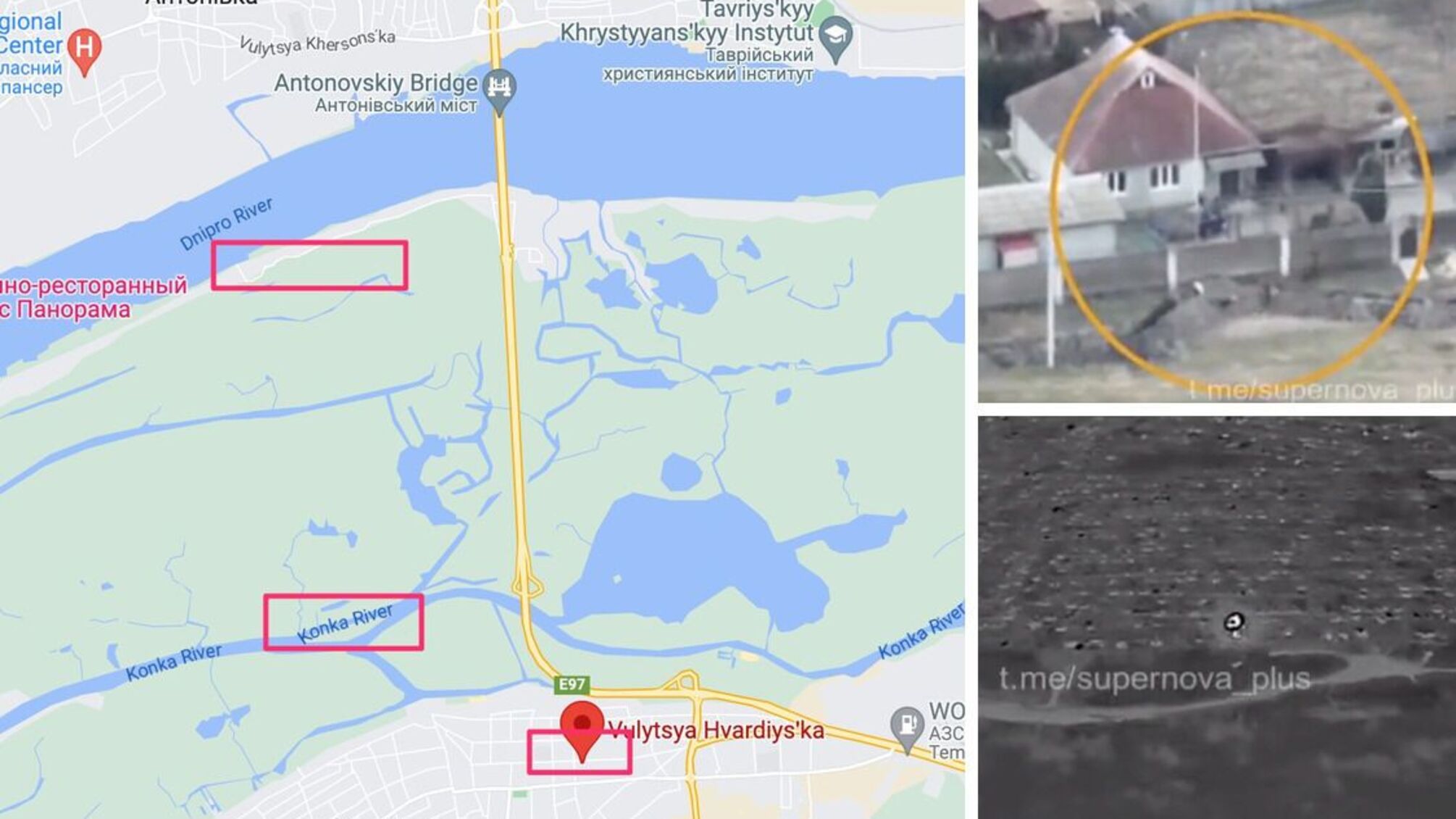 'Хлопок' в Олешках: оккупантов уничтожили на дебаркадере и на 'хате' вблизи Антоновского моста (видео)