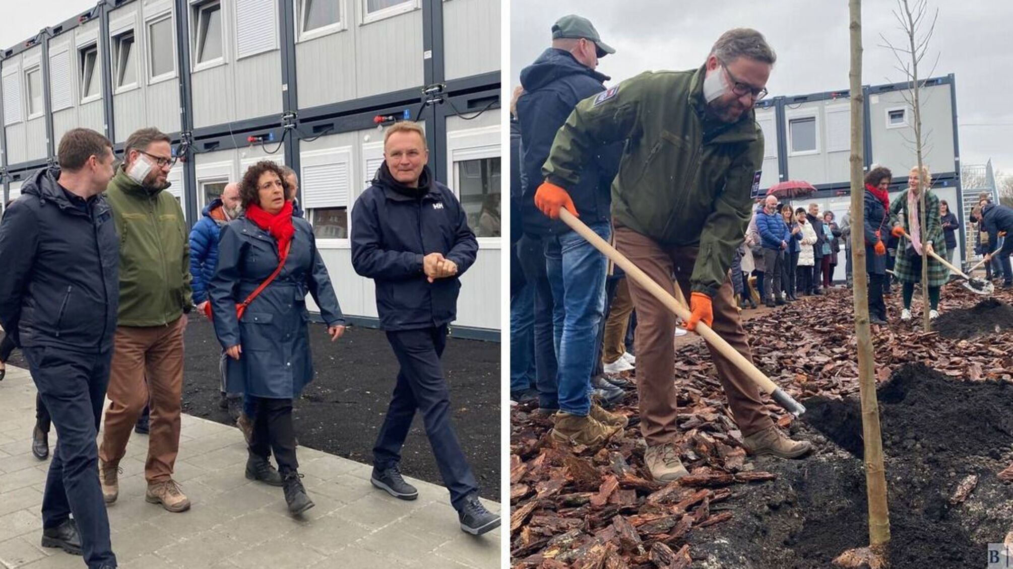 Дипломаты из Британии и Польши осмотрели строительство крупнейшего модульного городка во Львове