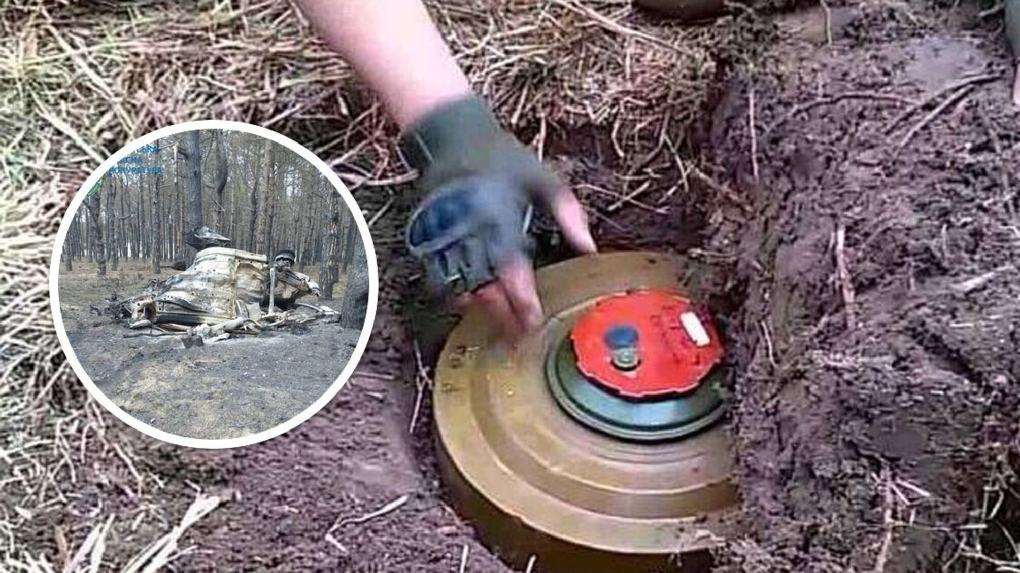 Гражданское авто пострадало от мины, предназначенной для бронетехники