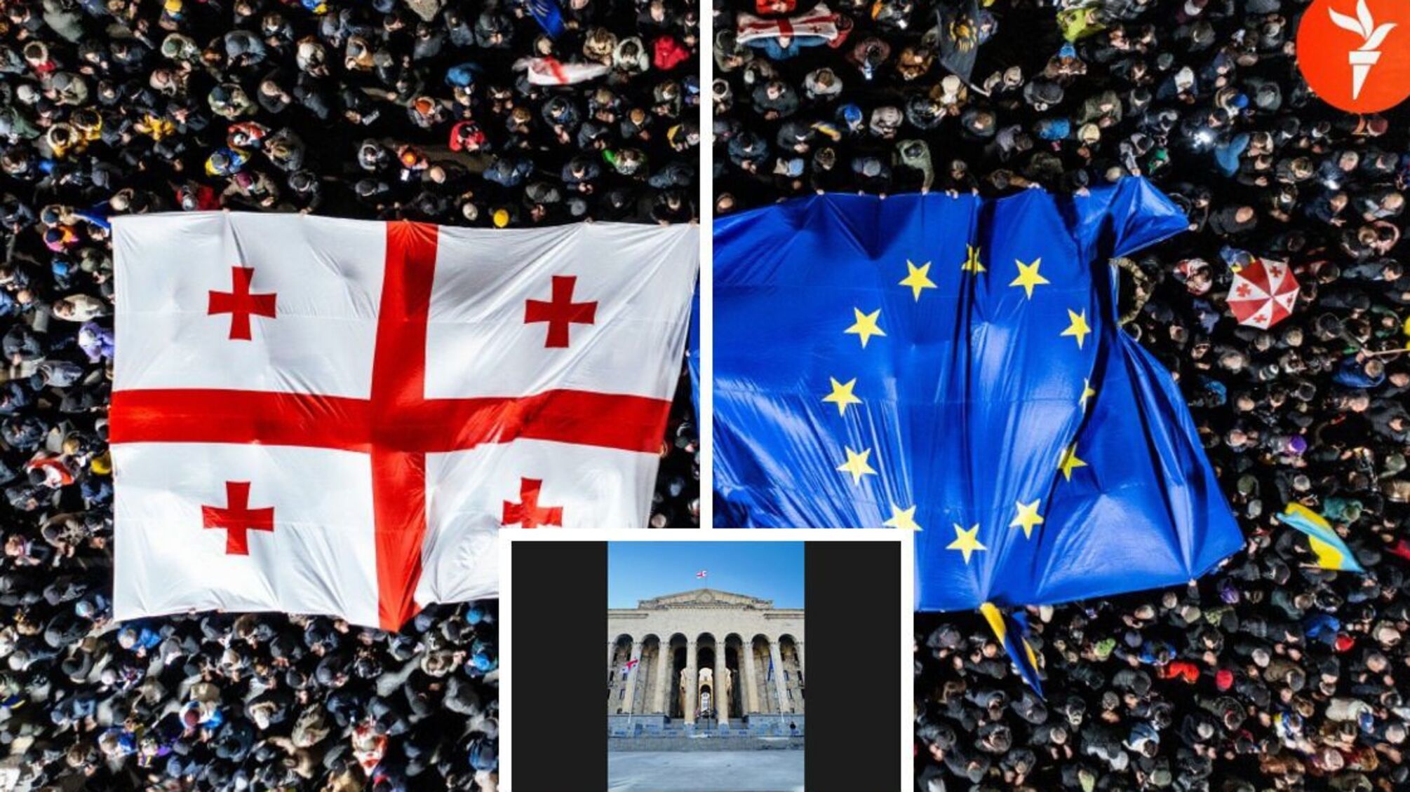 Площадь перед парламентом Грузии полностью заполнена людьми