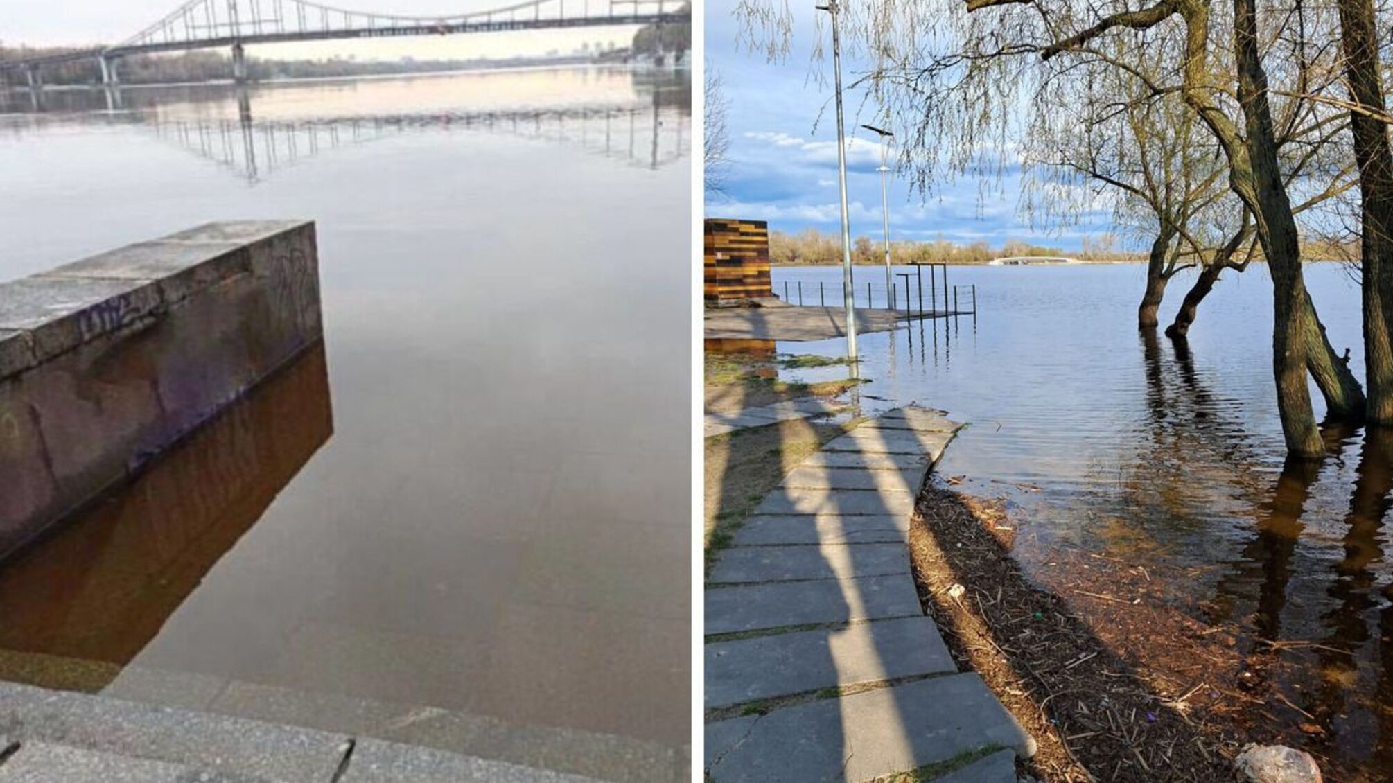 Повідь у Києві: водою з Дніпра затопило набережні на Поштовій та Оболоні (відео)