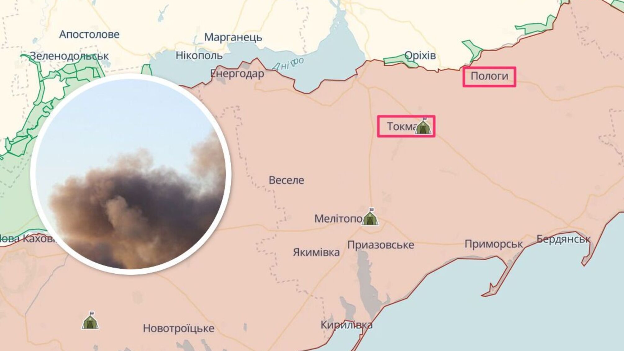 Более 10 прилетов: в Токмаке ВСУ, вероятно, разбили штаб рф, – местные источники