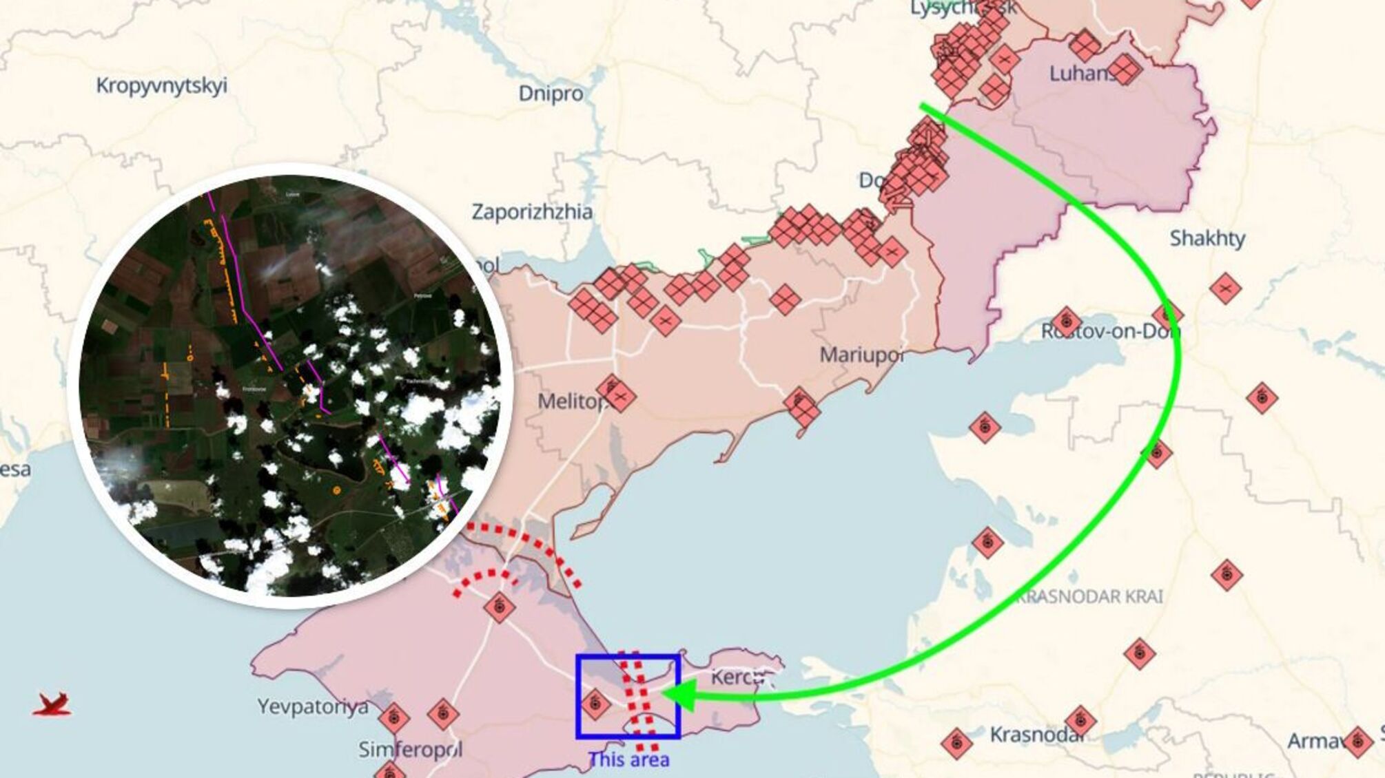 Россияне окапываются в Феодосии: предполагают проход ВСУ по Крымскому мосту? (спутниковые снимки)