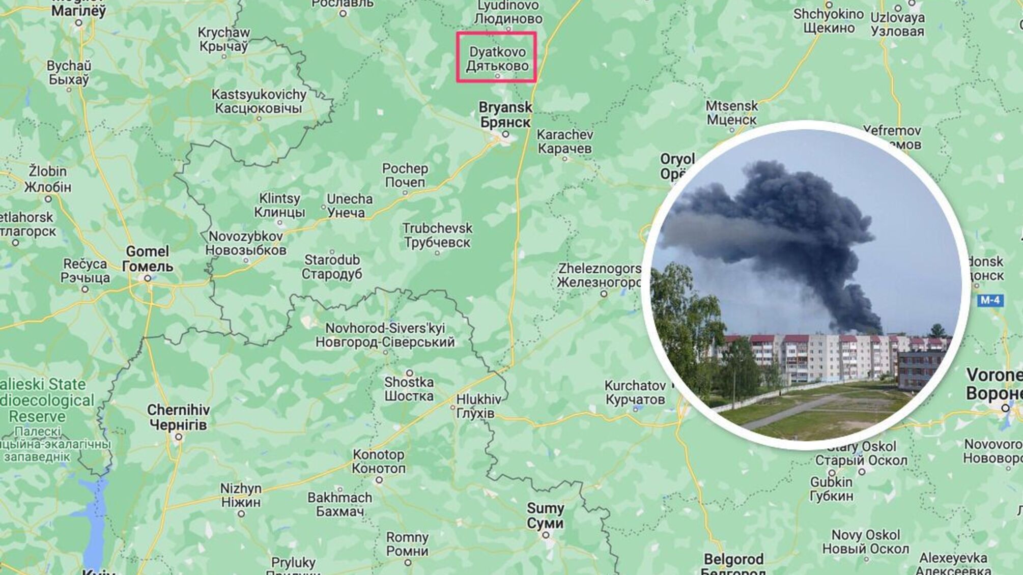 Утренний 'хлопок' на Брянщине: пылает промзона в 200 км от украинской границы (фото, видео)