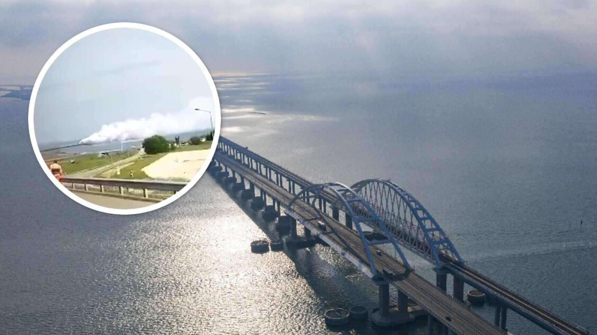 Крымский мост дымит: оккупанты заявляют об 'учениях' в районе переправы (фото, видео)