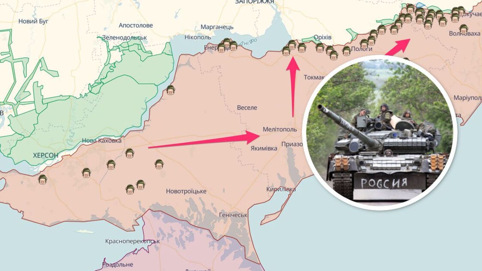 Окупанти передислоковують війська з Херсонщини на Запоріжжя: намагаються втримати 'сухопутний коридор' до Криму