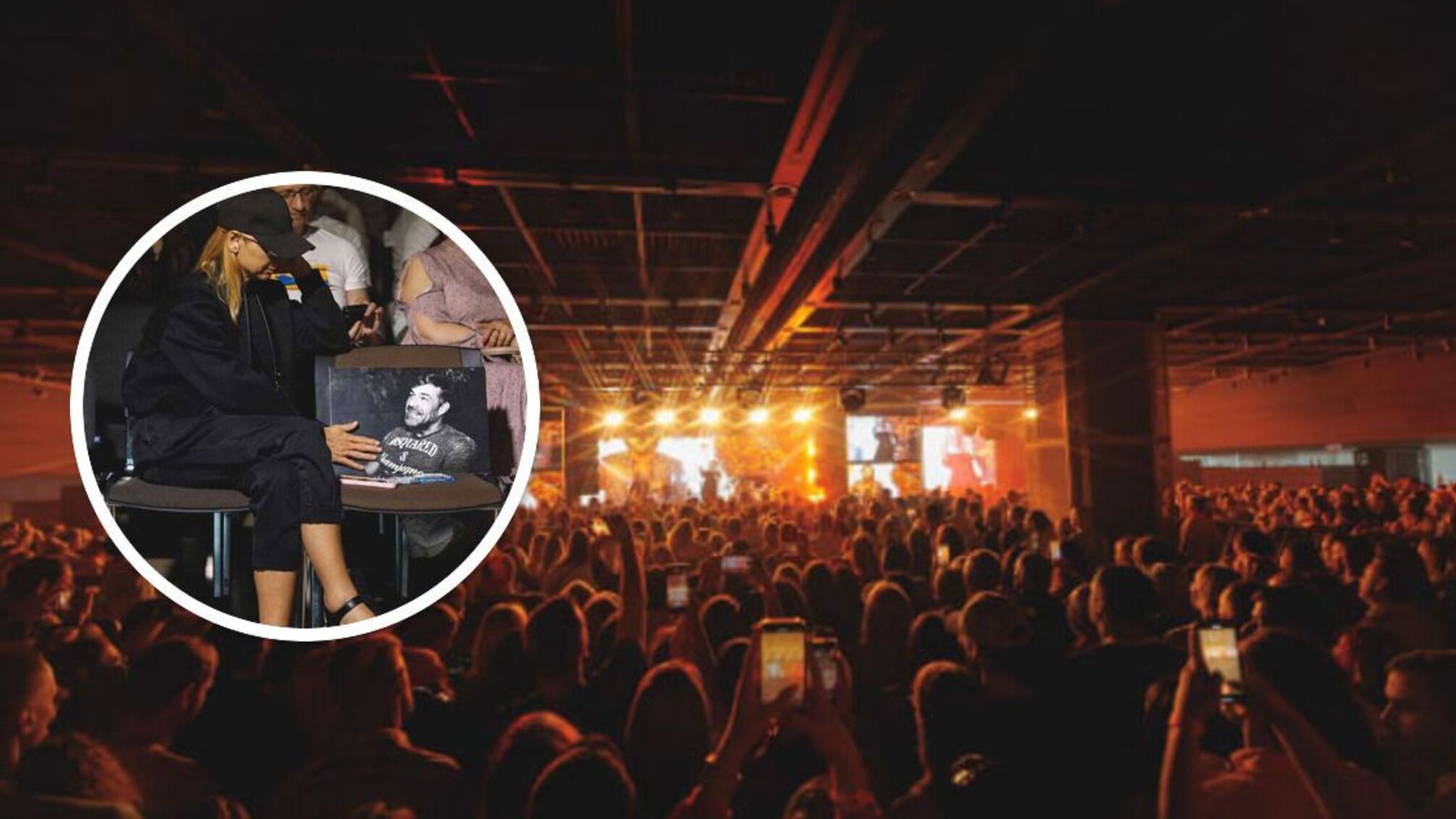 женщина пришла на концерт 'Без ограничений' с портретом павшего мужчины