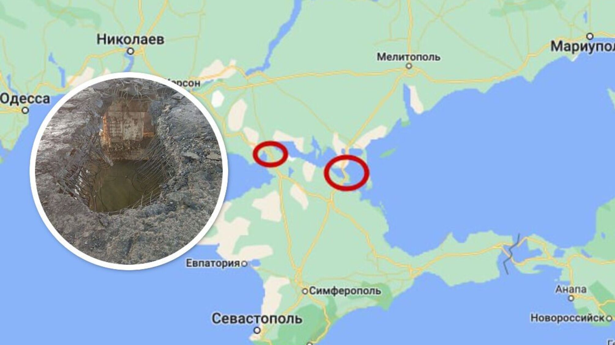 Підірвано міст на Чонгарі (справа)