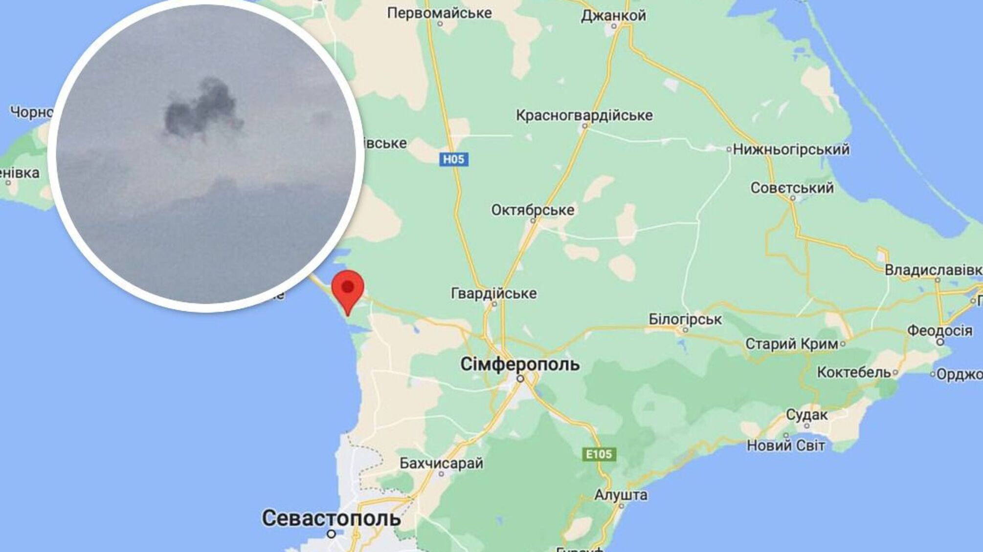 У Криму 'тривожно': в Бельбеку вибухи, над Інкерманом дим, Керченський міст перекритий