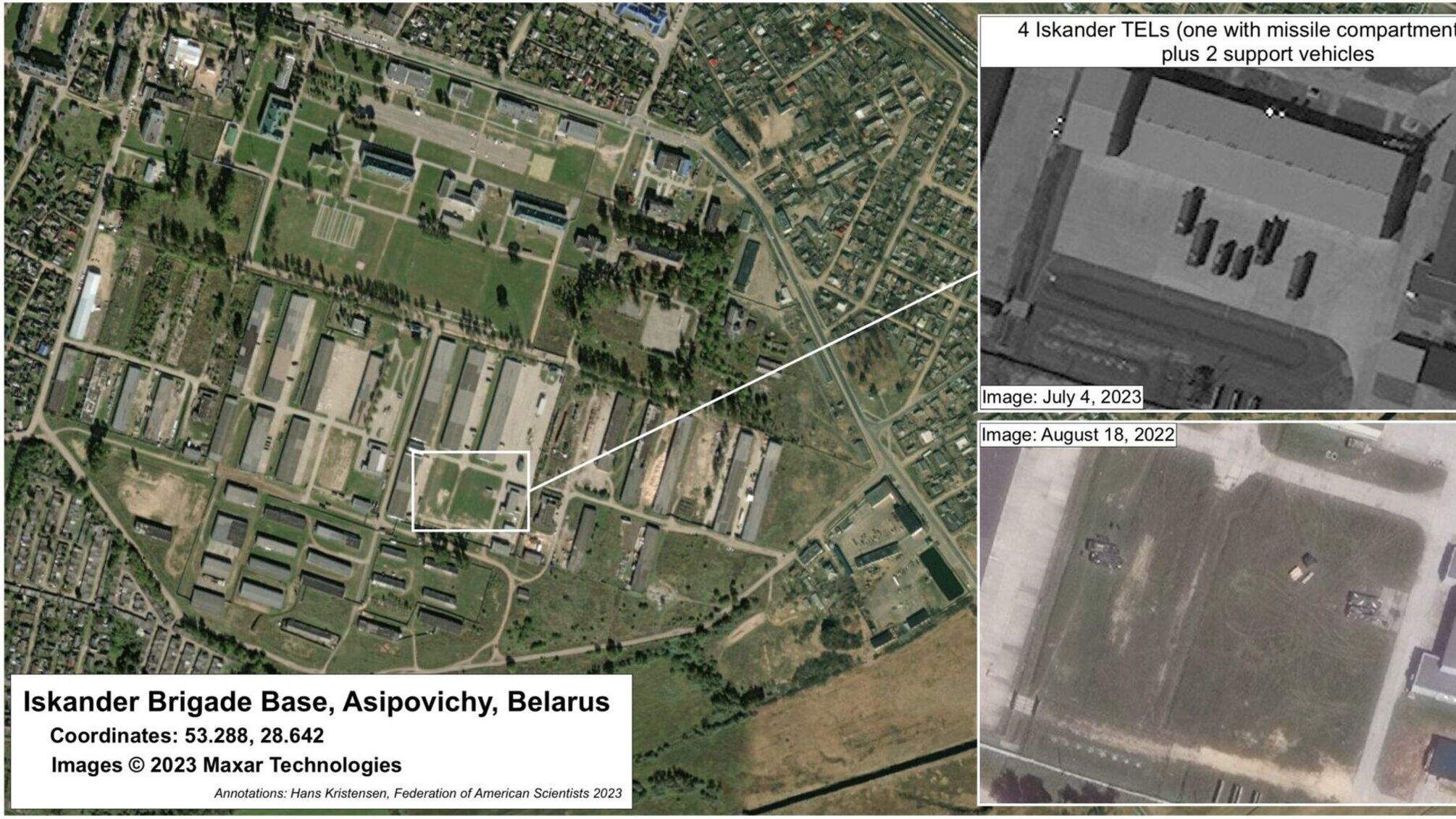 Белорусские военные построили гараж для вероятно ядерных ракетных установок 'Искандер', которые они получили из России