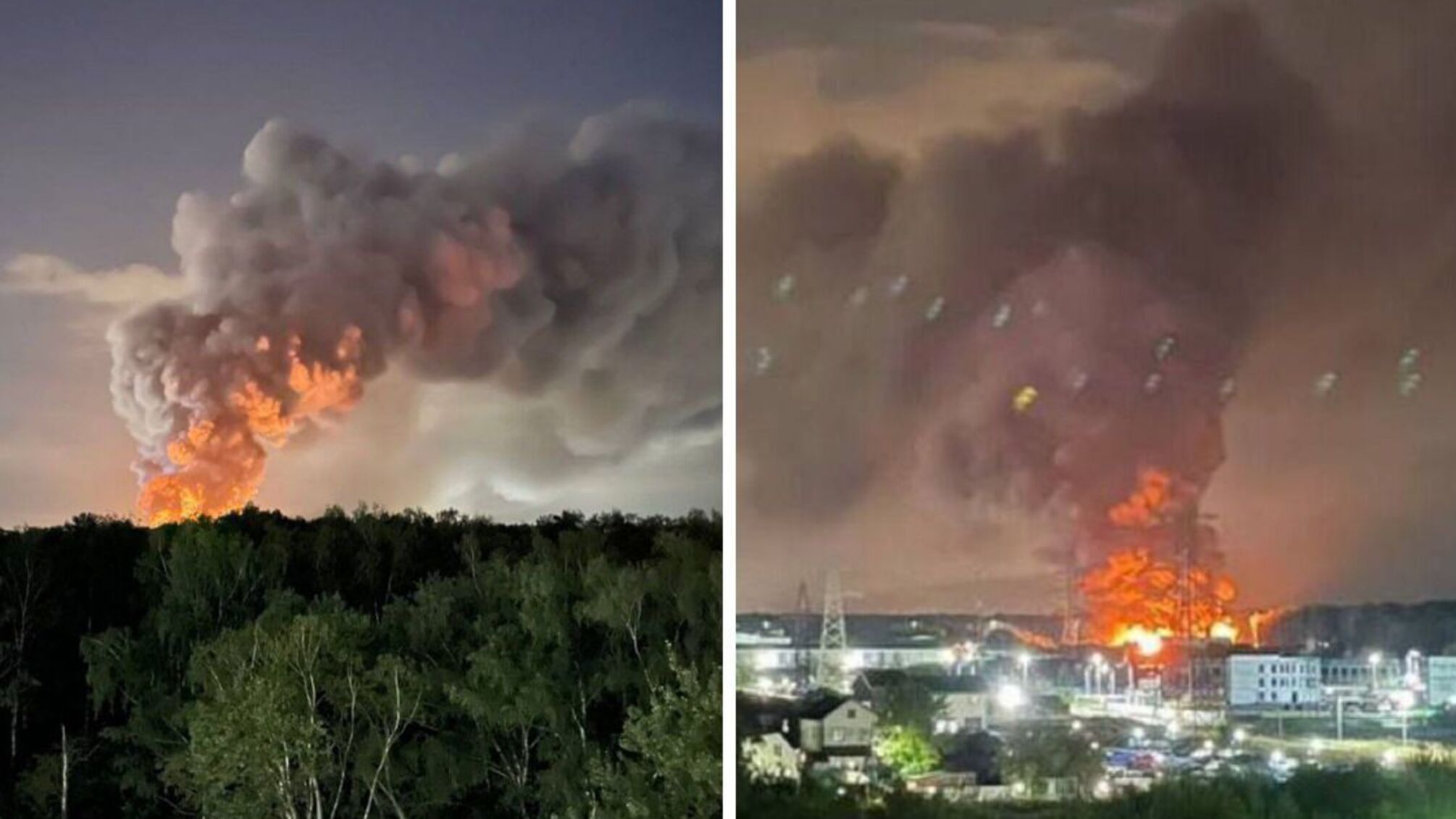 Ночной масштабный пожар на складе в Подмосковье: есть пострадавший (фото, видео)