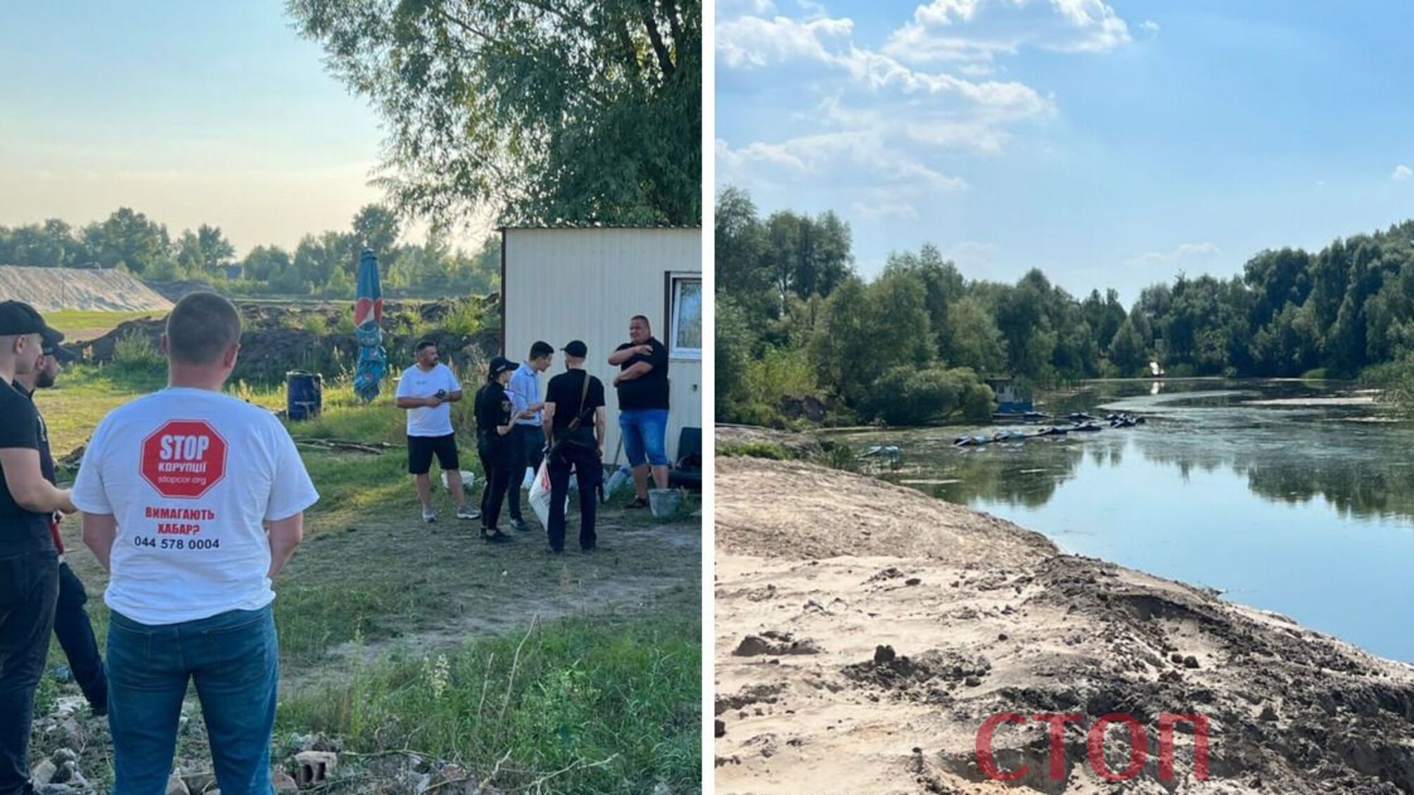 Браконьеры на огороде: полиция и журналисты зафиксировали схему нелегальной добычи песка в селе Зазимье Киевской области