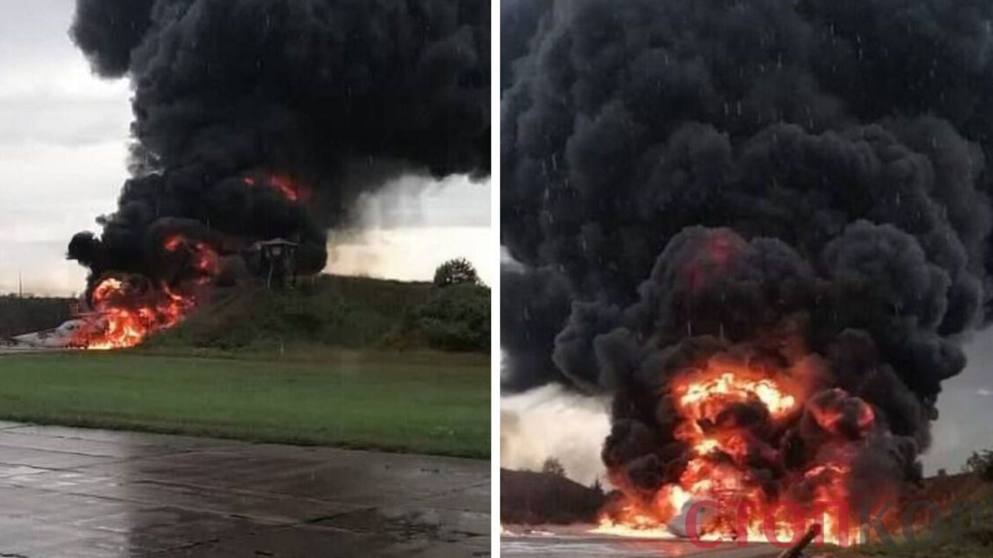 В мережі оприлюднили знімки Ту-22М3, що палає на аеродромі Сольці в Новгородській області рф