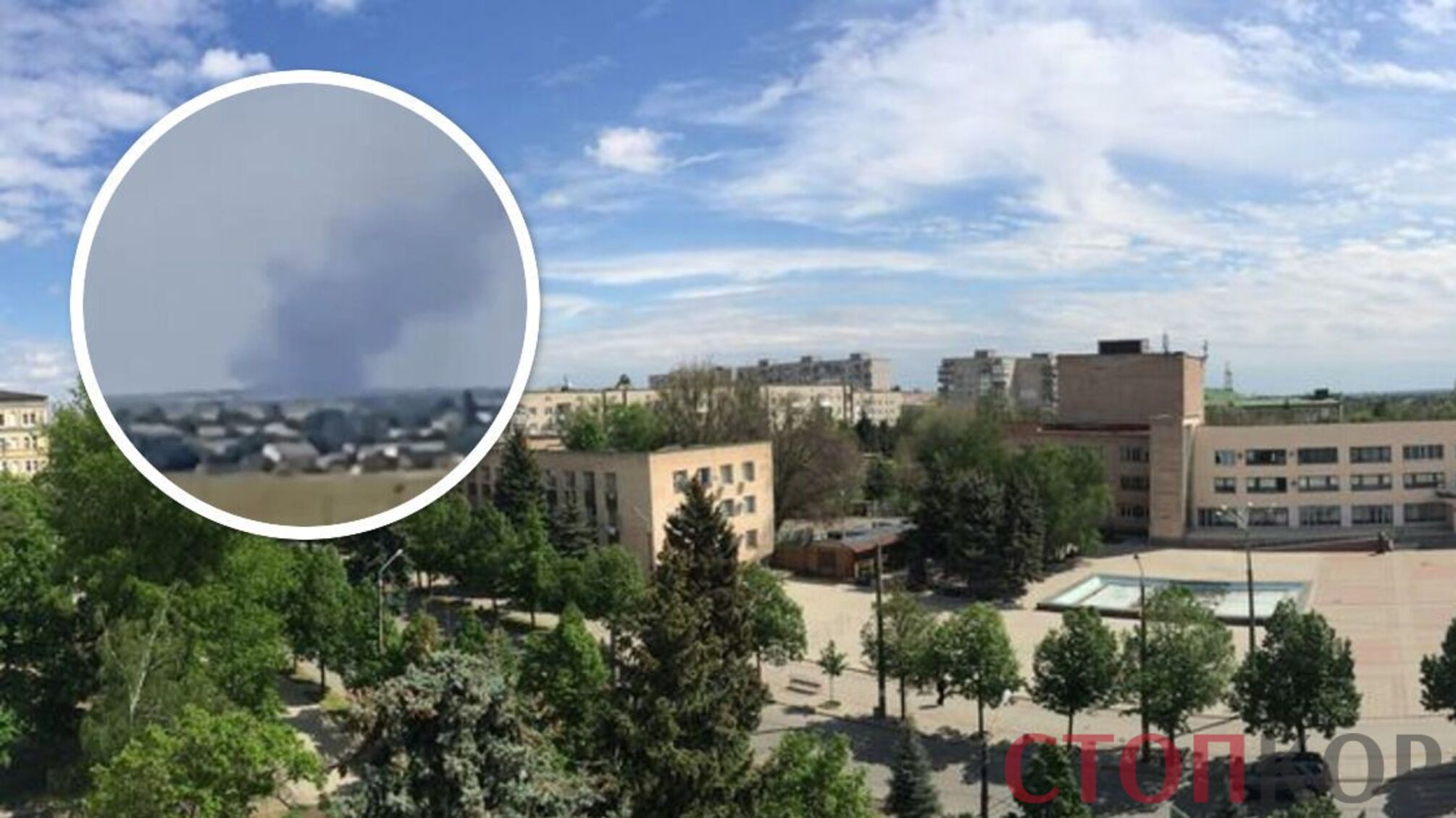 В Токмаке Запорожской области горит склад с боеприпасами