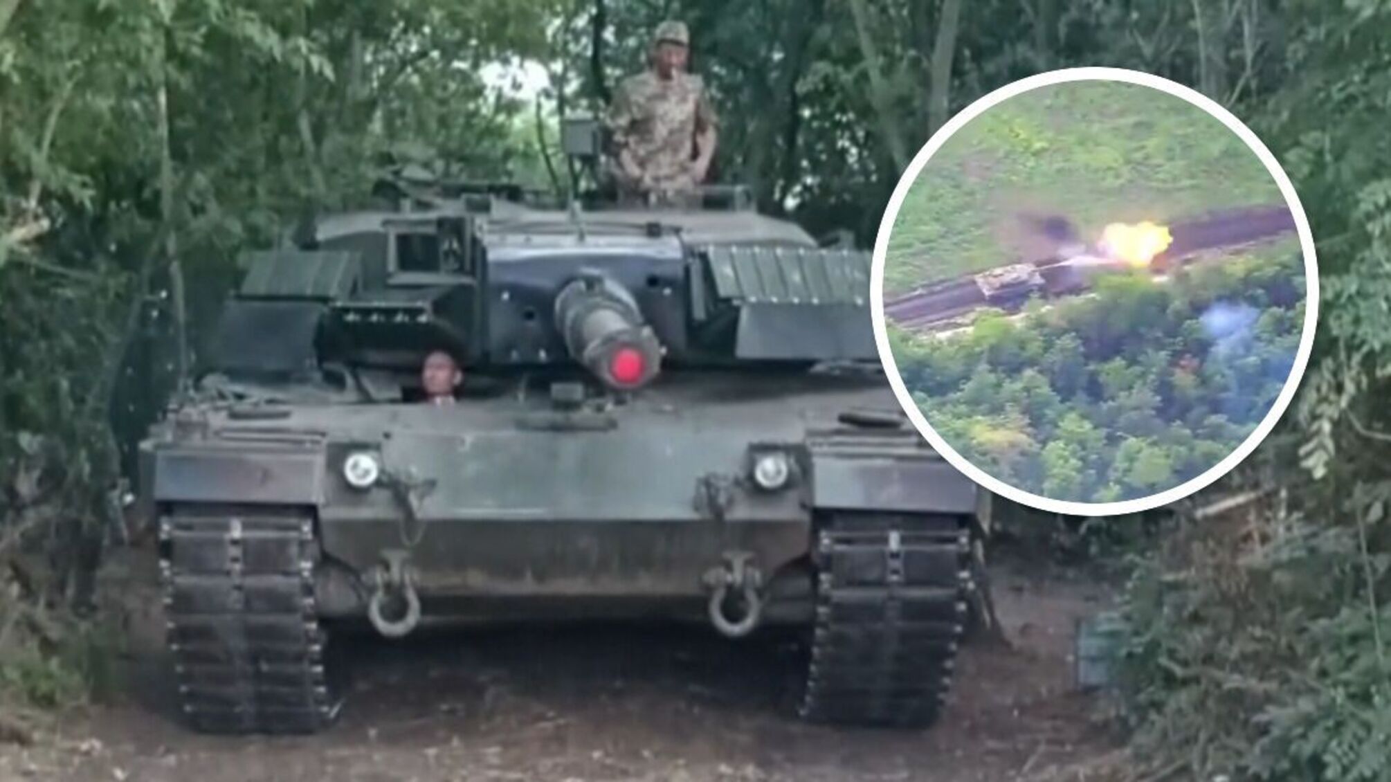 Українські військові ведуть вогонь з Leopard 2A6 по противнику