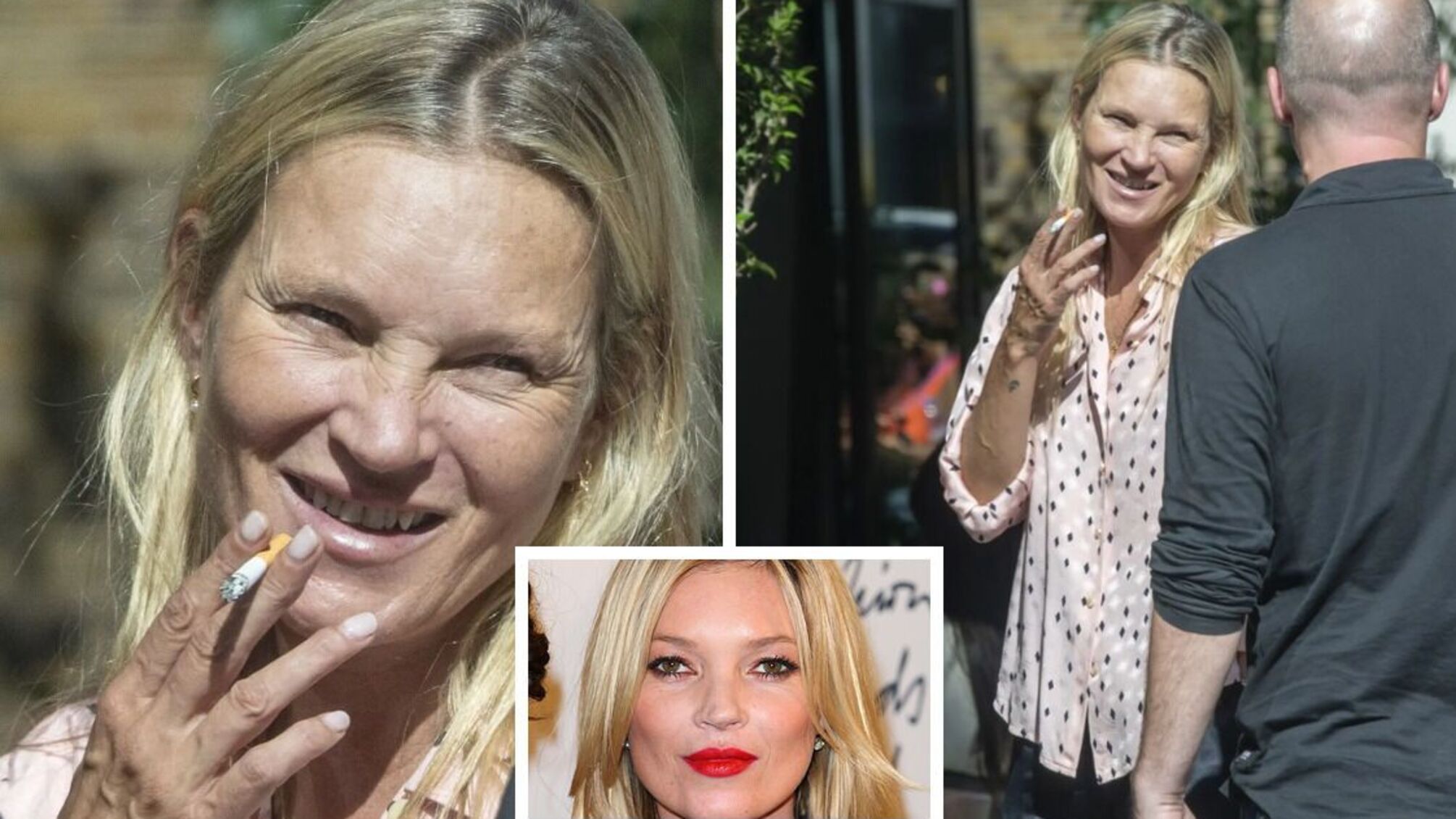 'Сама на себя не похожа': 49-летнюю Кейт Мосс заскочили с сигаретой у лондонского ресторана
