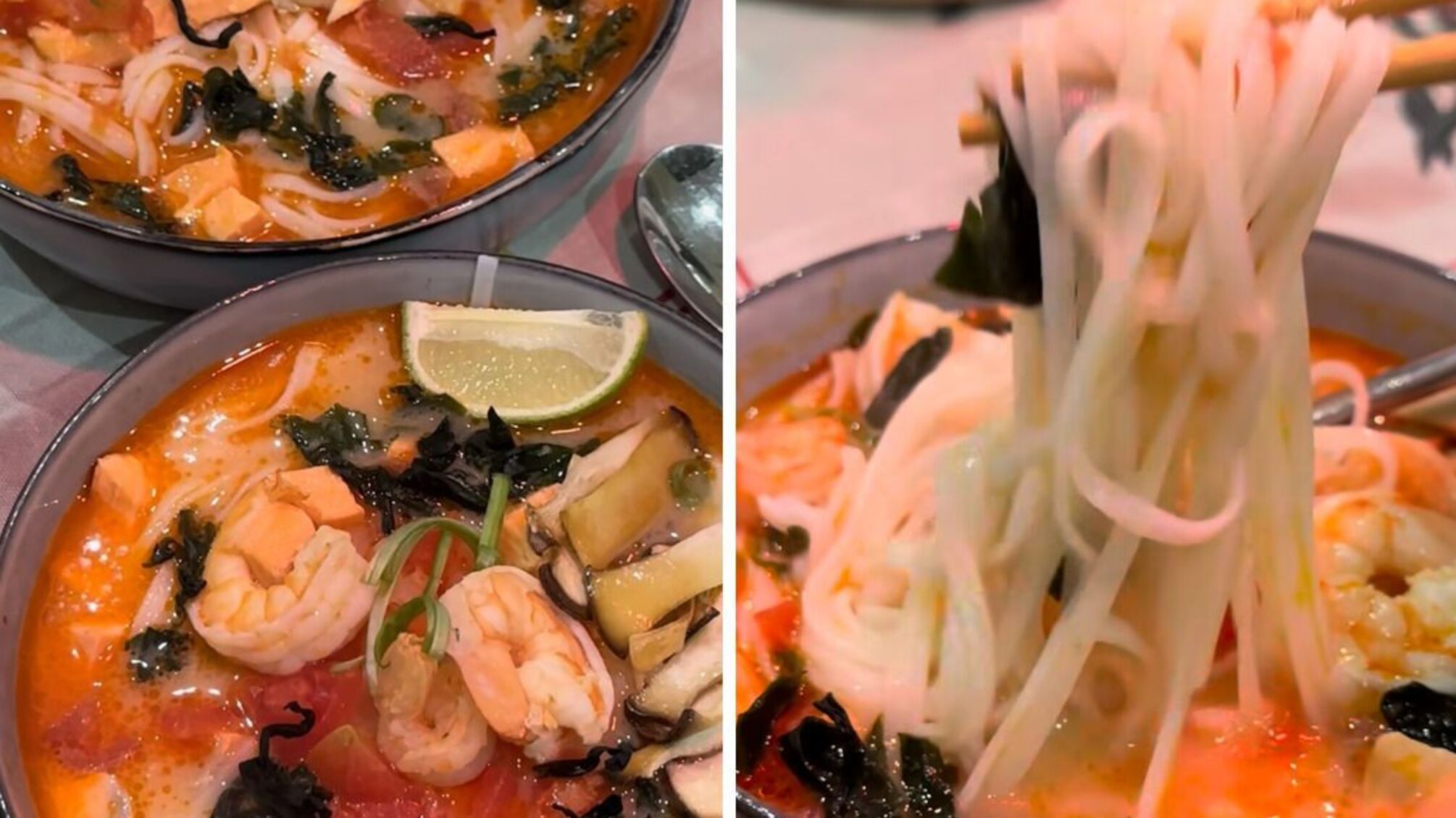 рецепт лососевого супу із локшиною і креветками