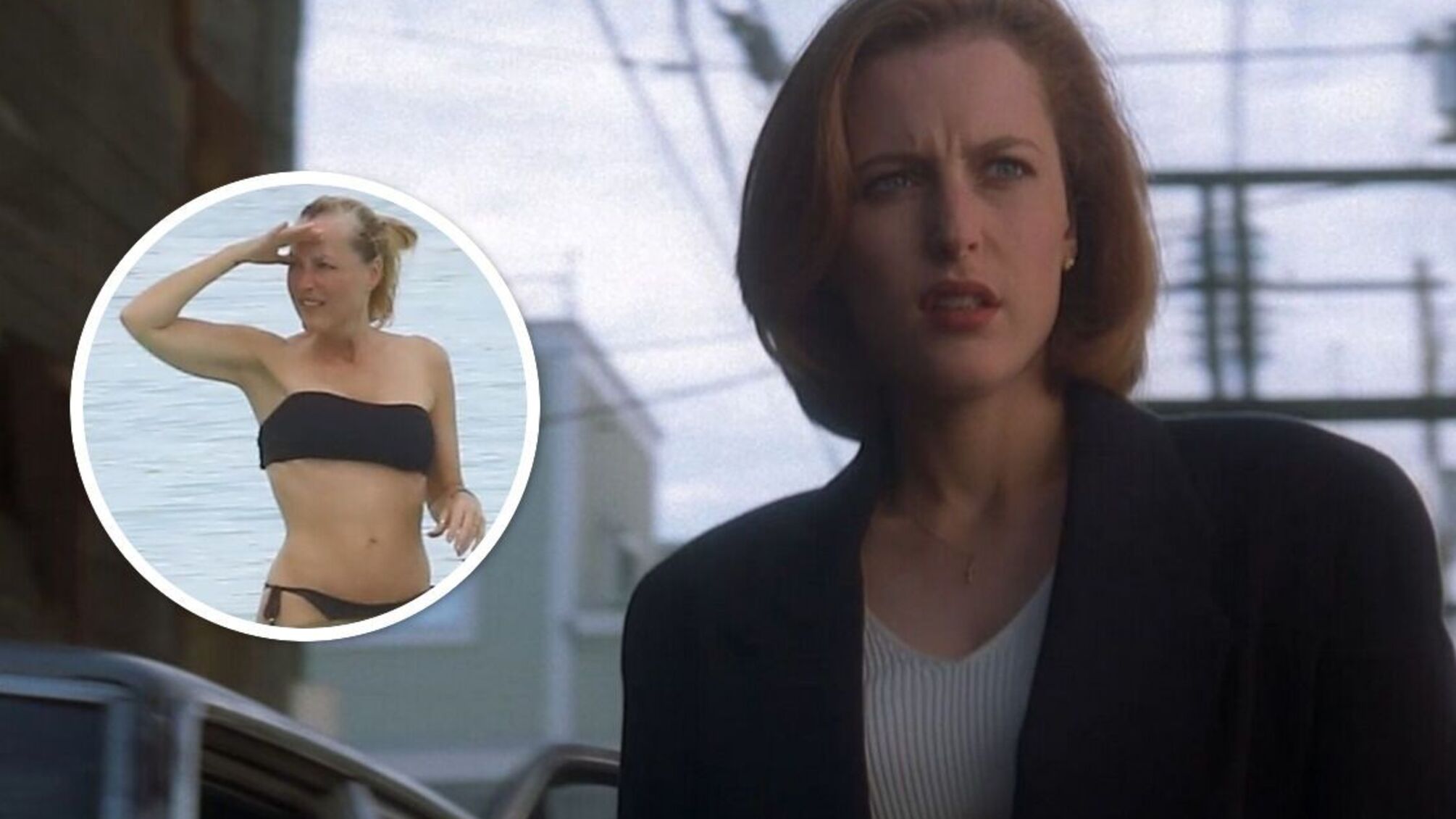 Джиллиан Андерсон в отпуске с детьми на солнечном побережье