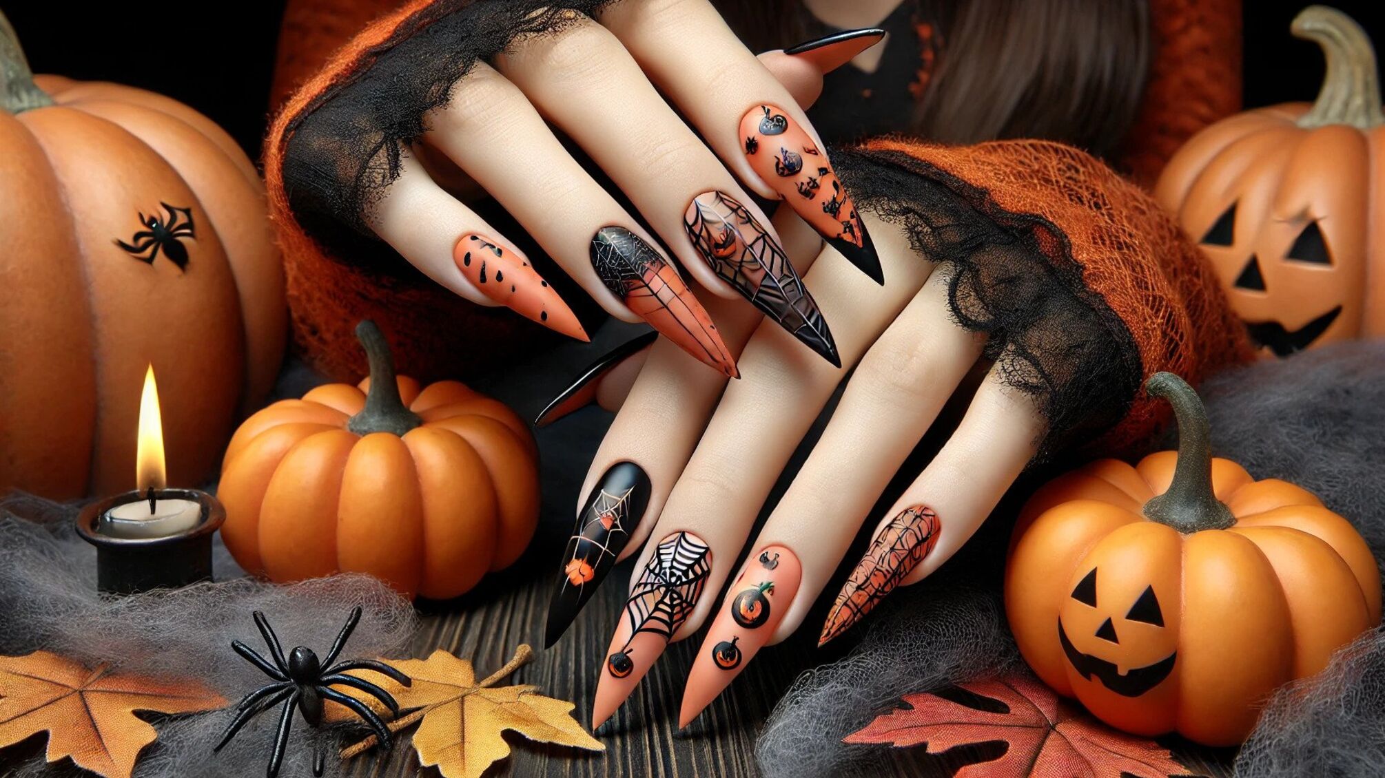 Стильный маникюр на Хэллоуин 2024: вдохновение от готики к тыкве