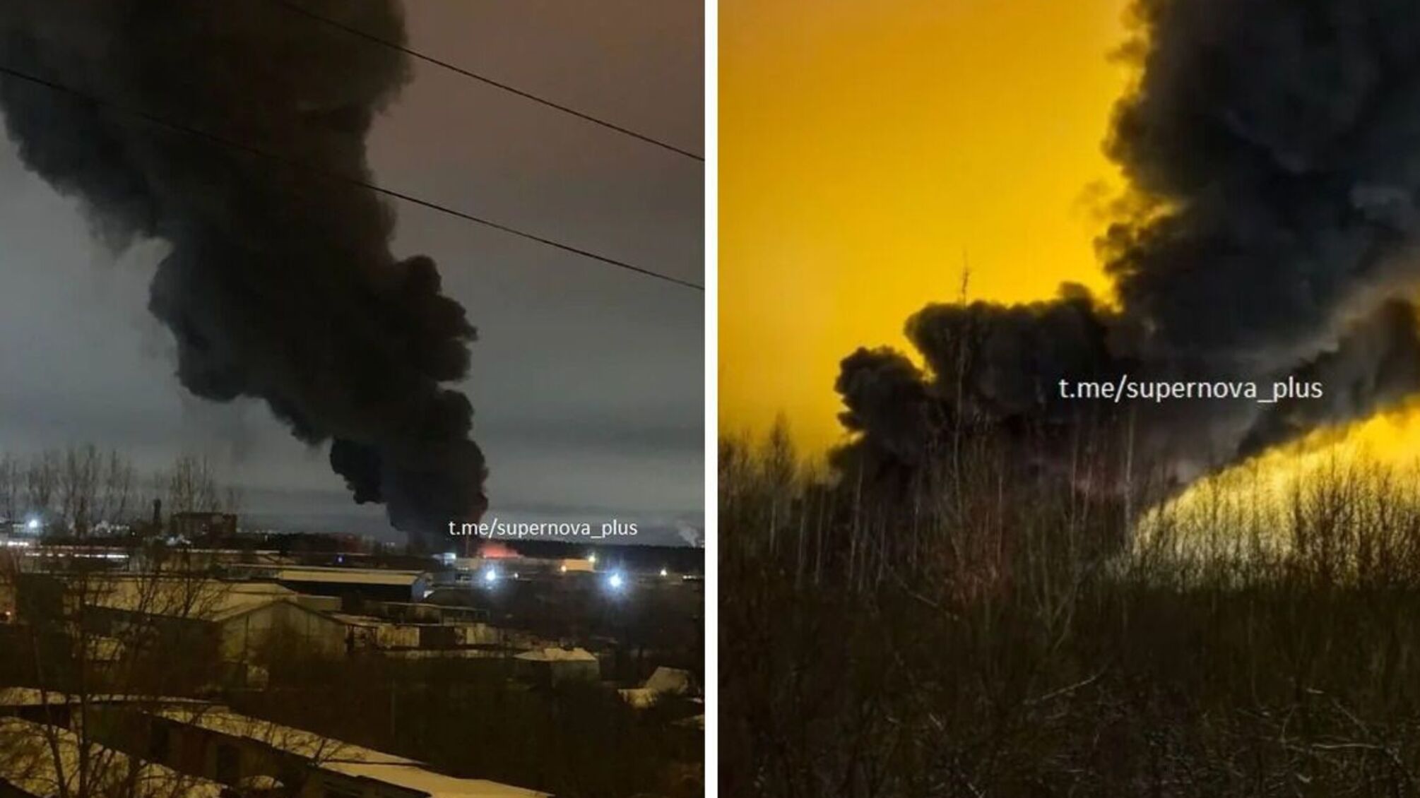 Обвал покрови та густий дим: пожежа неподалік газової станції в росії