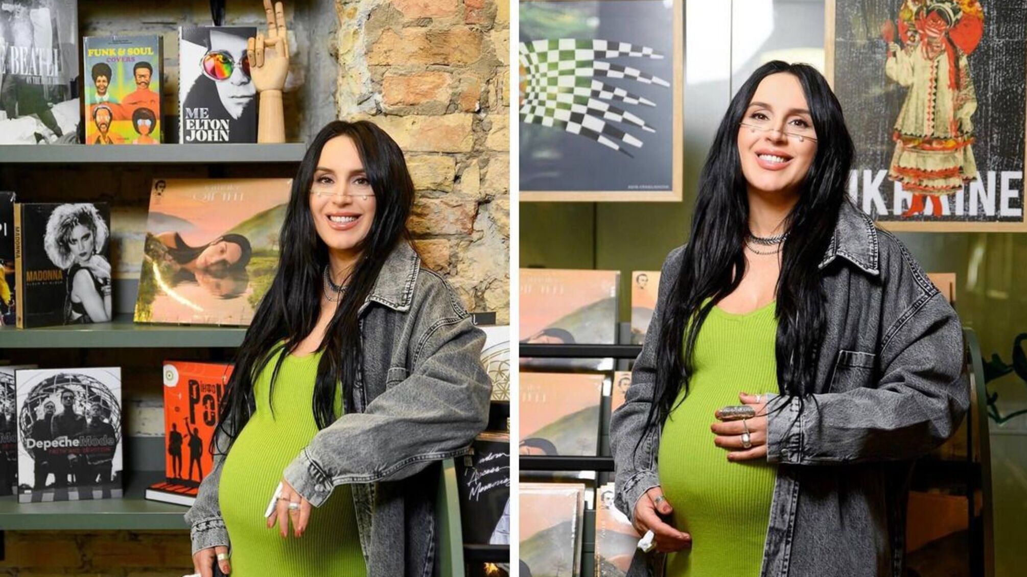 Беременная певица Джамала в зеленом платье