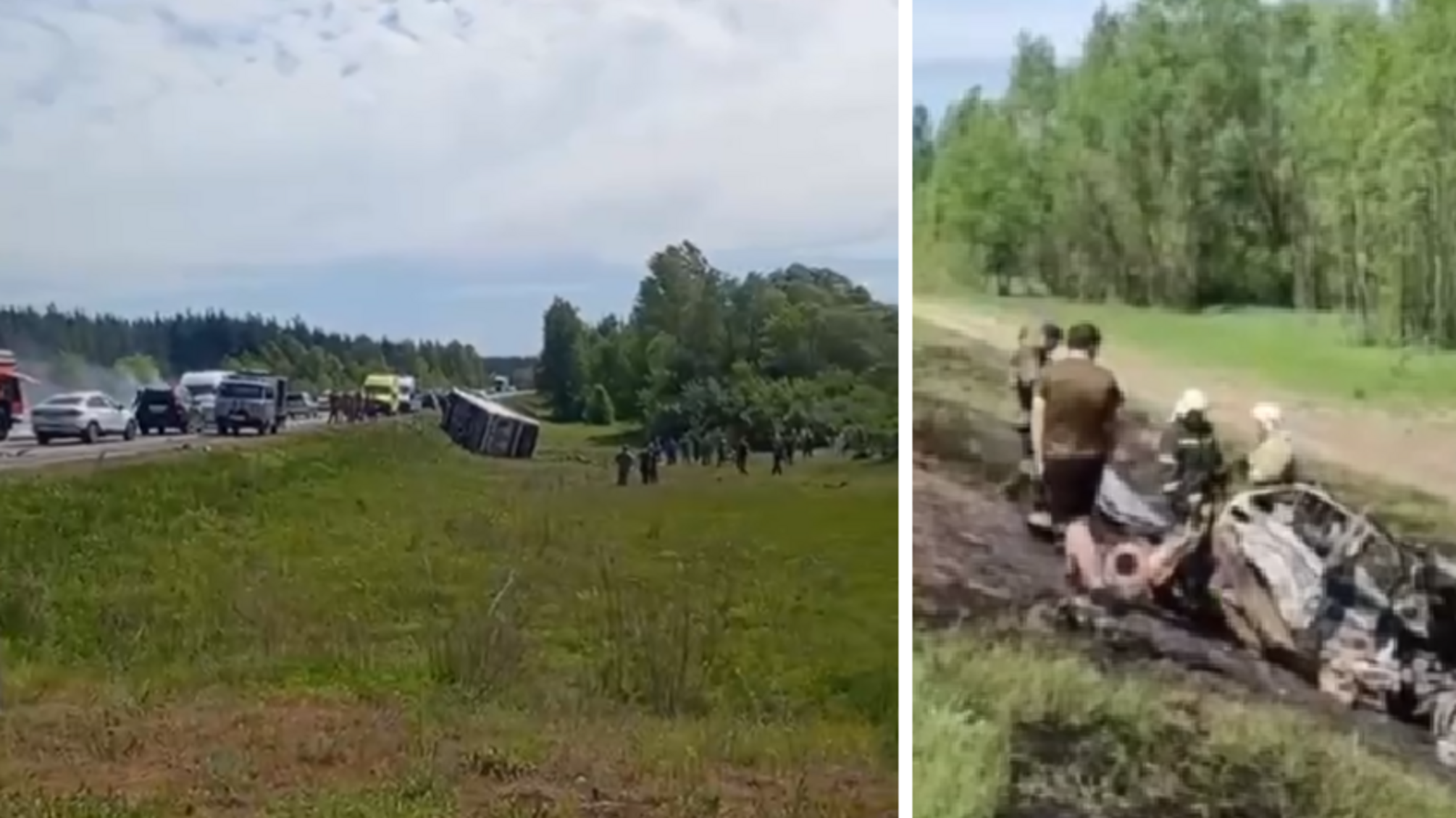 На росії пенсіонер на 'Волзі' врізався у автобус з російськими військовими, які повертались з війни в Україні