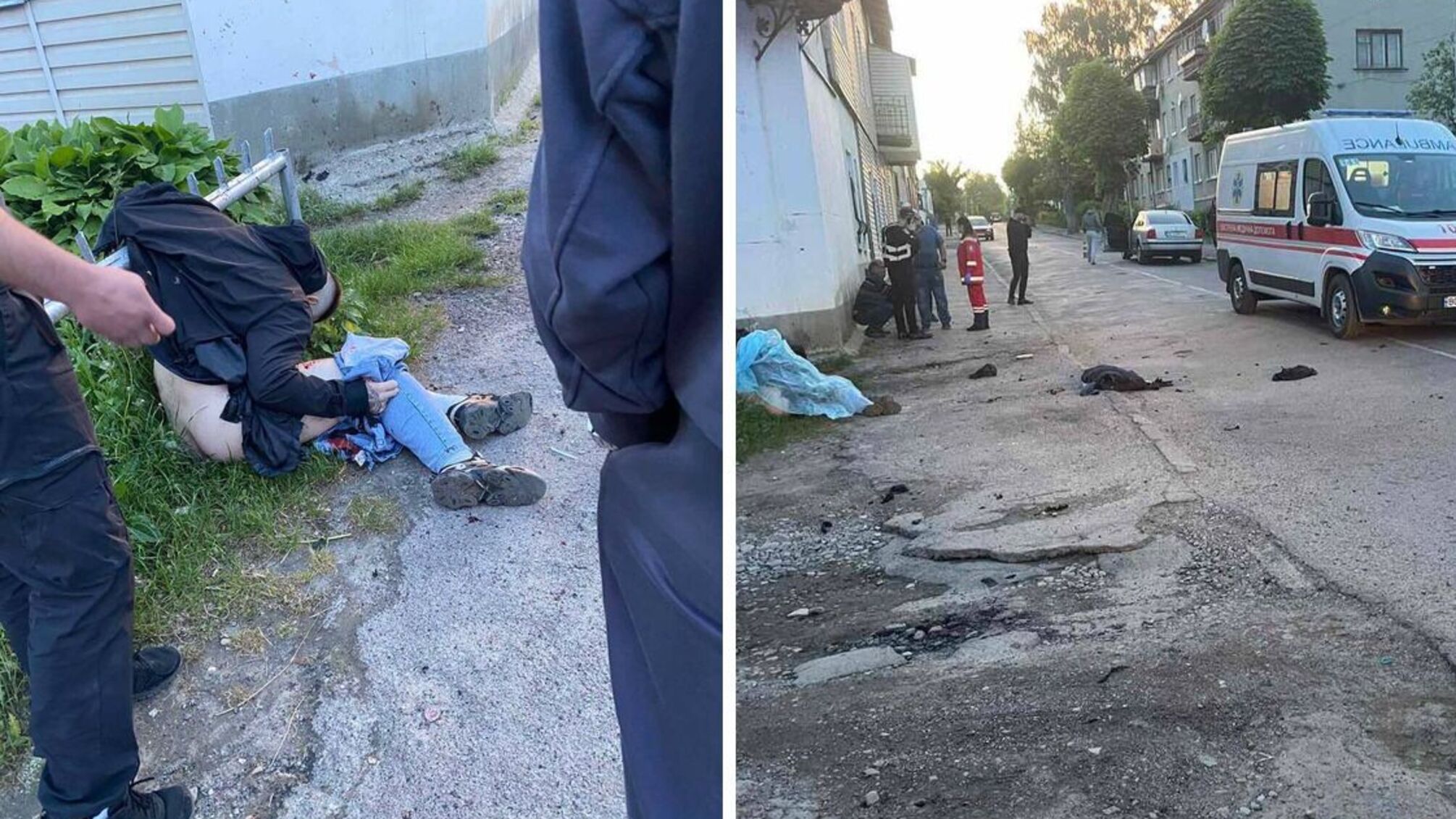 Тело полуобнаженного мужчины после взрыва