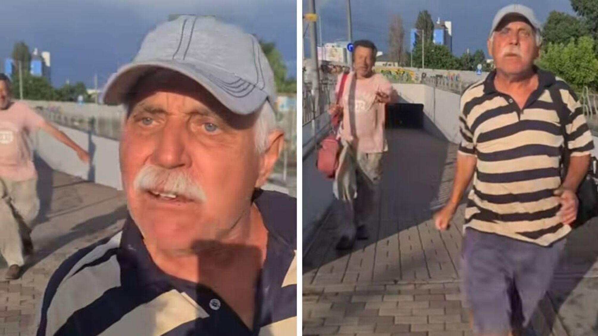 мужчина в полосатой футболке и кепке