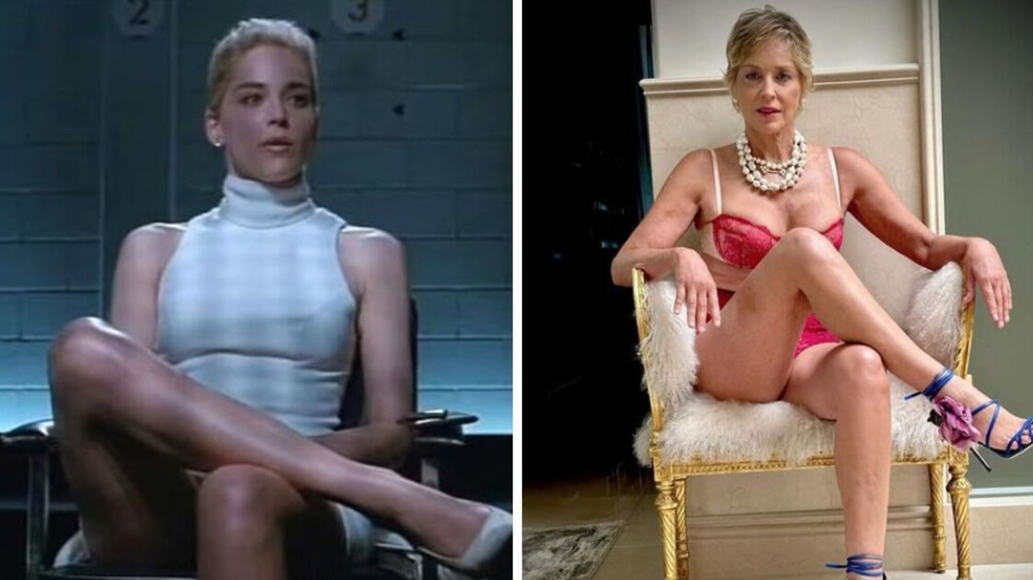 66-річна Шерон Стоун поділилася сміливим фото у мереживній білизні