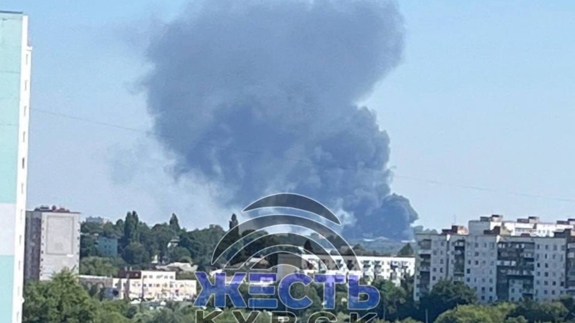 Пожар на военной базе в Курске