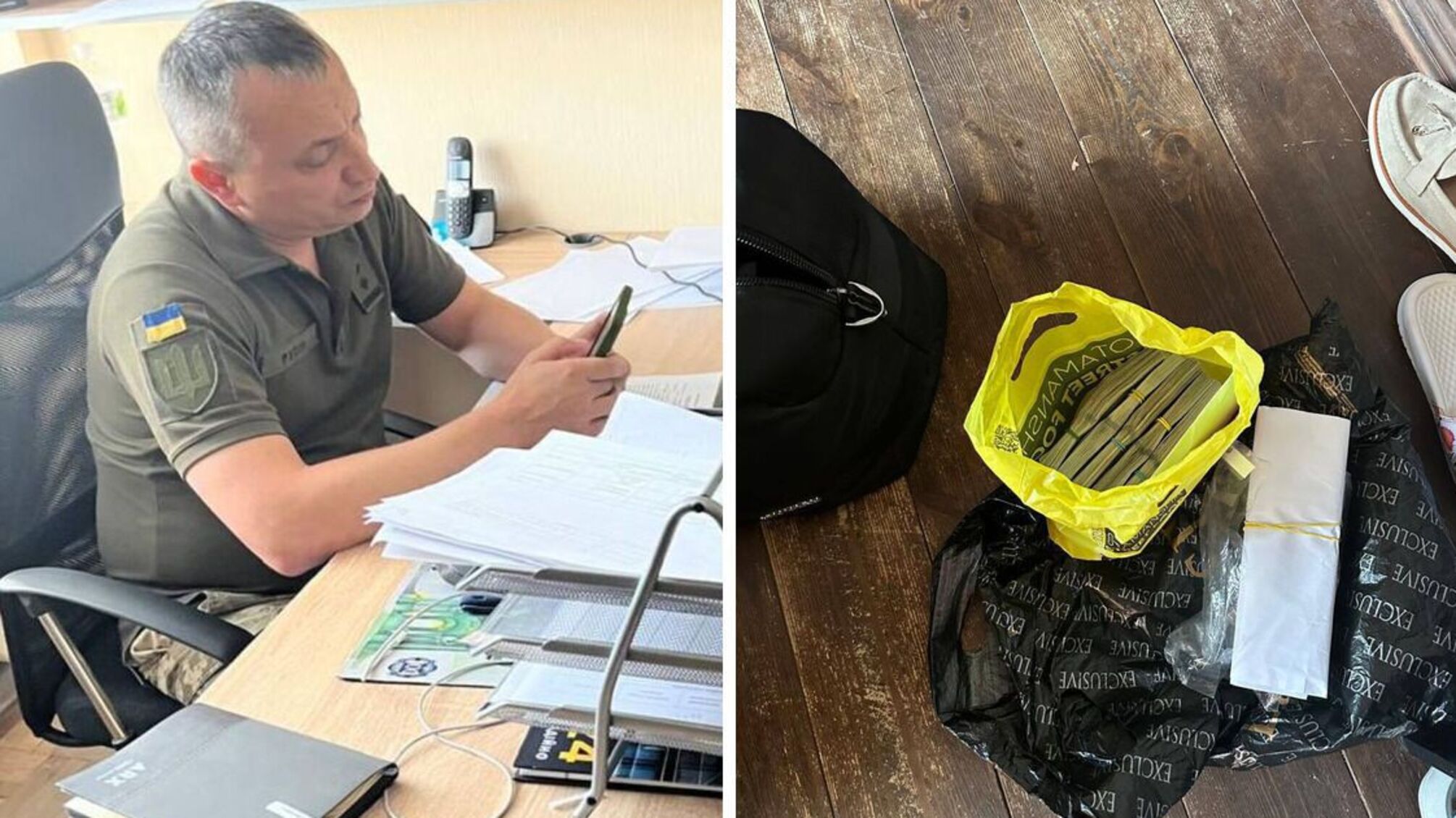 Главу Бориспольского ТЦК задержали за коррупцию: деньги в пакетах и оружие