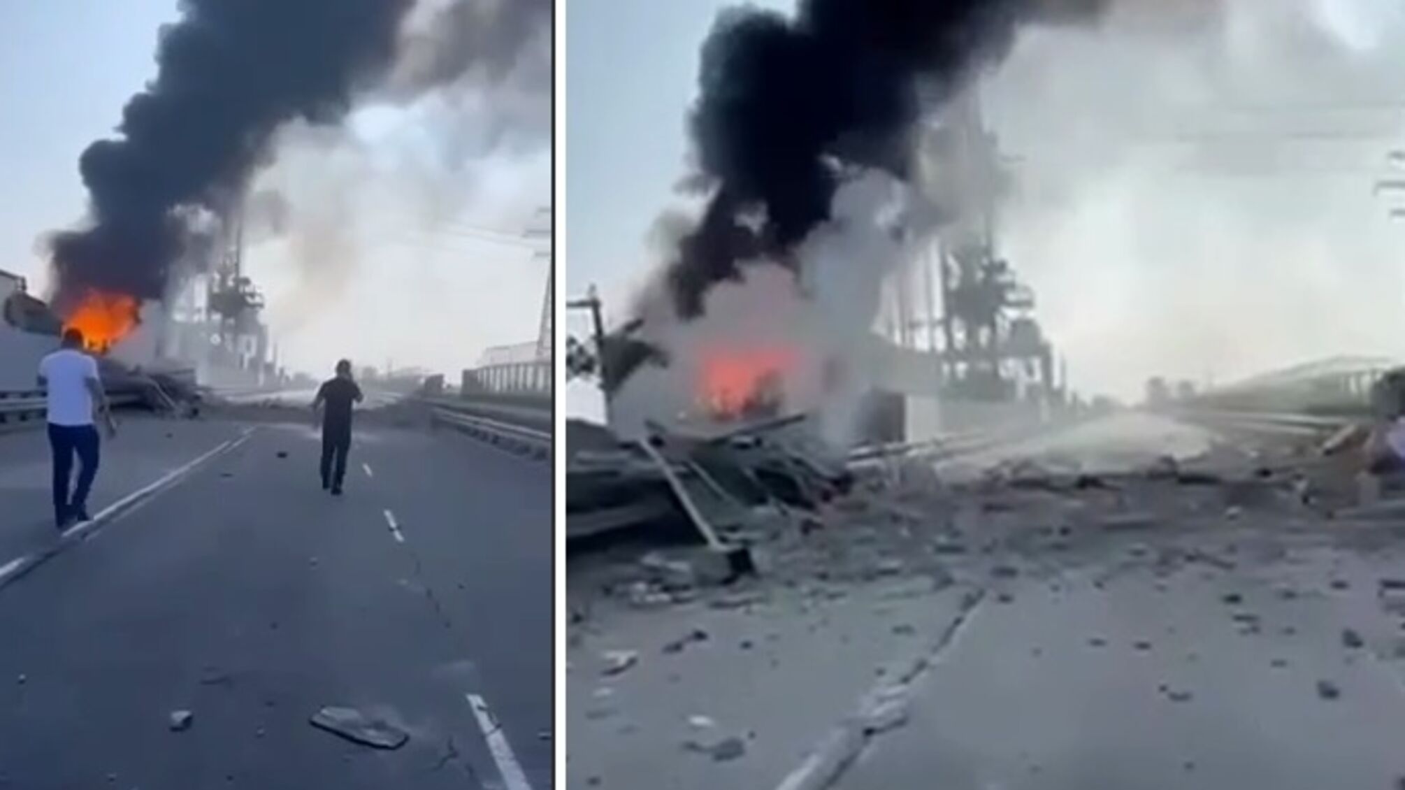 Влучання в дамбу біля Вишгорода: у мережі з'явилося відео із задимленням та пожежею