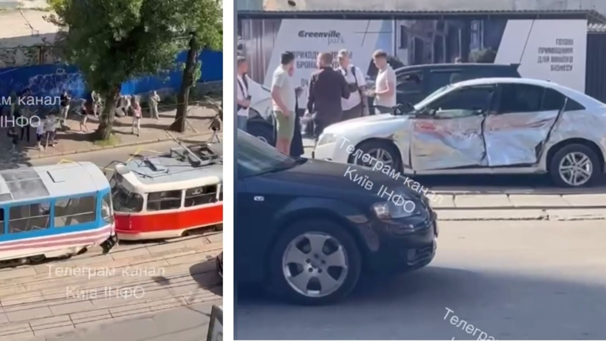 У Києві безконтрольний трамвай врізався в інший трамвай і розбив 10 машин