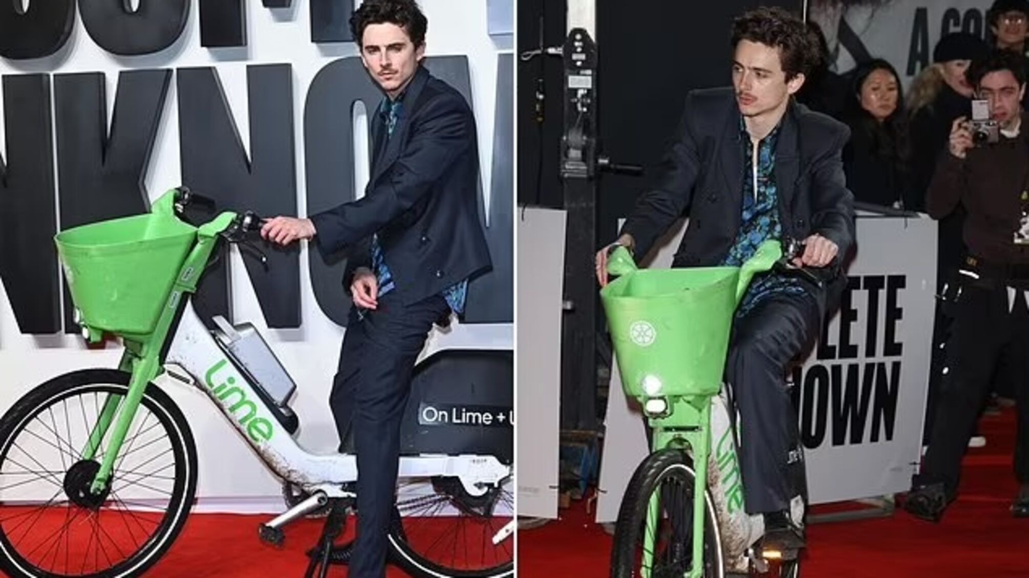 Тимоти Шаламе приехал на велосипеде на лондонскую премьеру 'Идеального незнакомца'