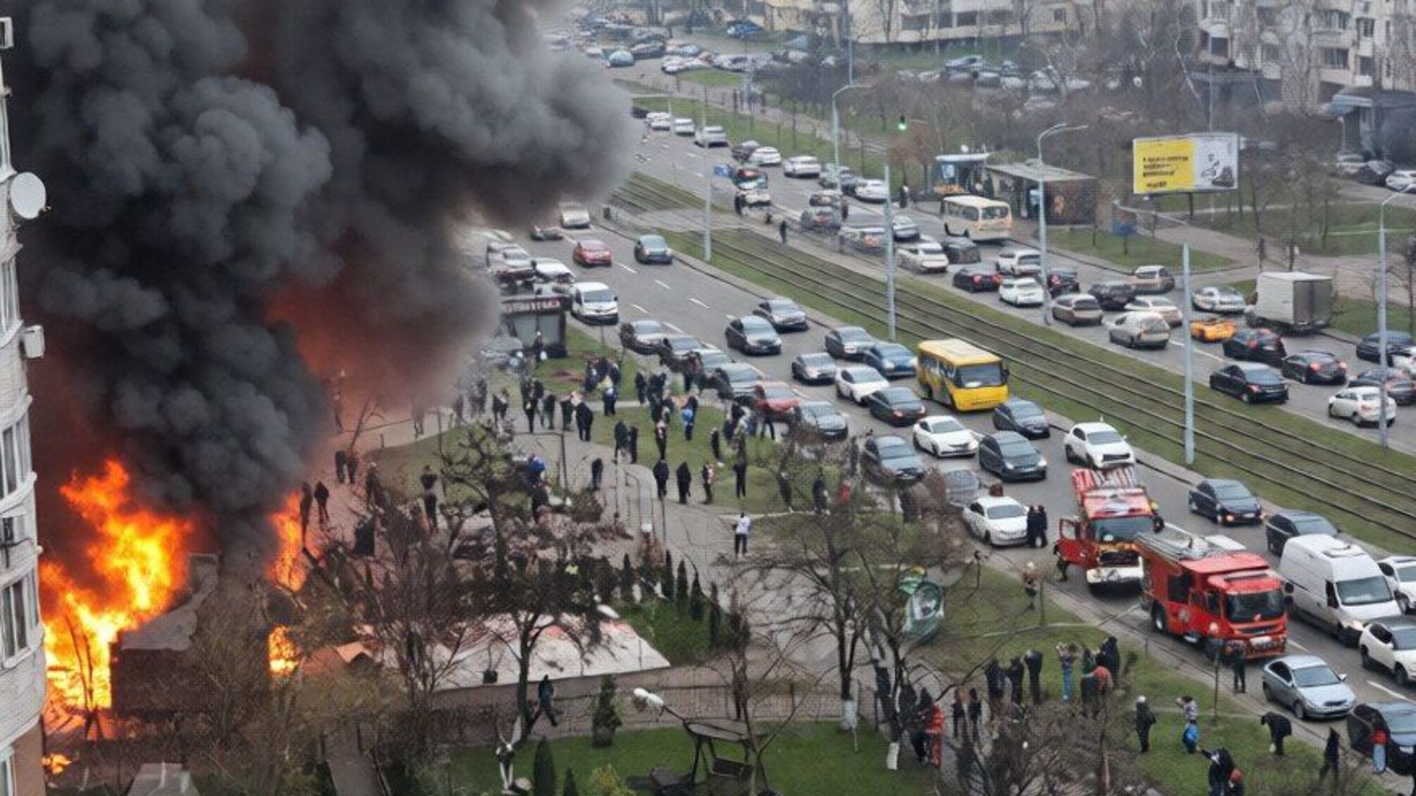 Масштабна пожежа на Позняках: кафе охопило полум’я