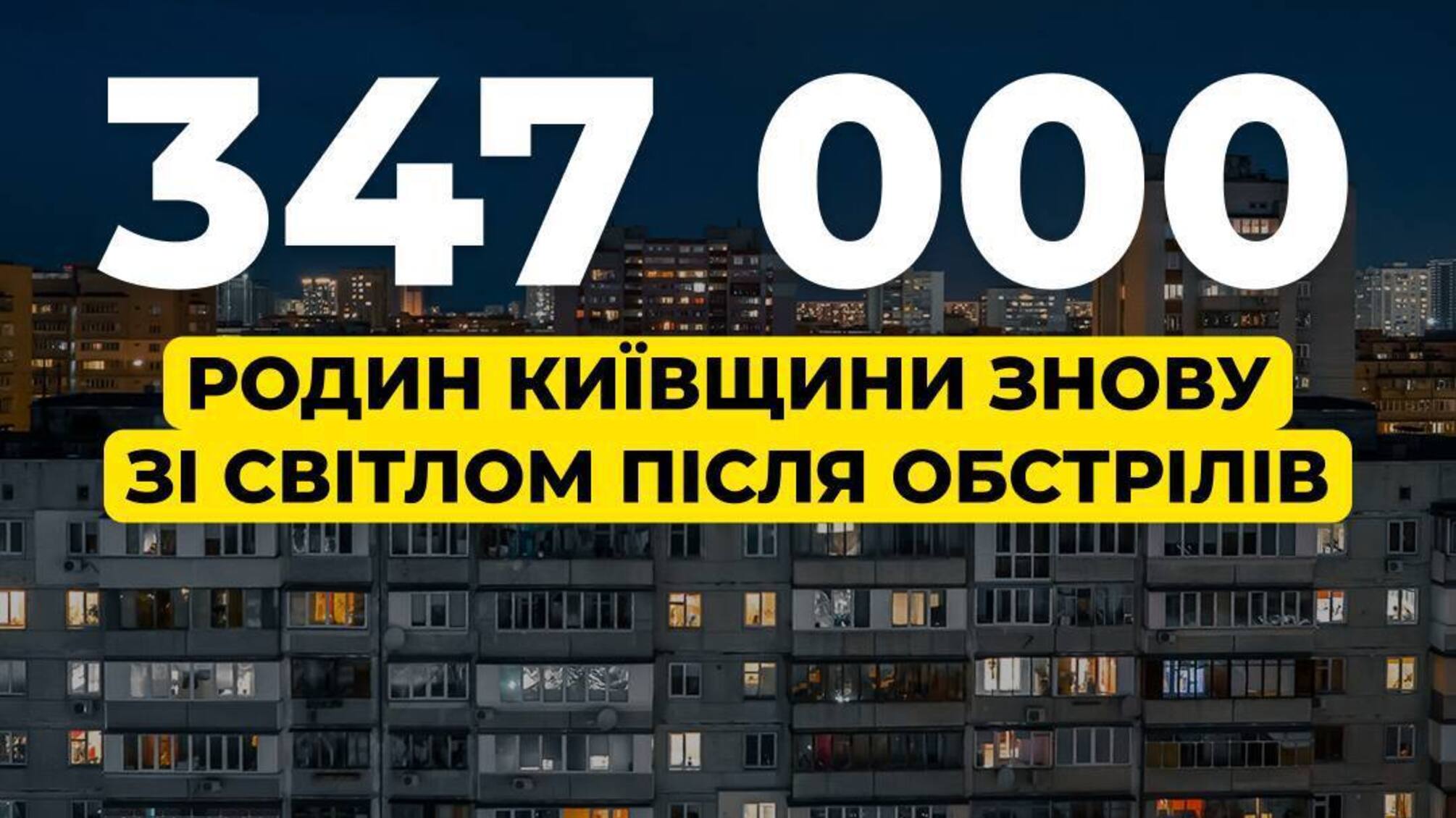 Энергетики ДТЭК восстановили свет для 347 тысяч семей Киевщины после атаки рф