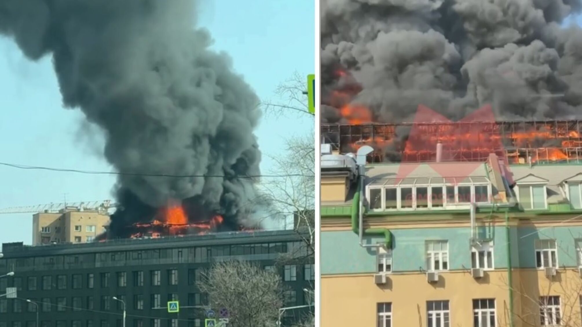 Пожежа на верхніх поверхах ЖК 'Роза Росса' в Москві: