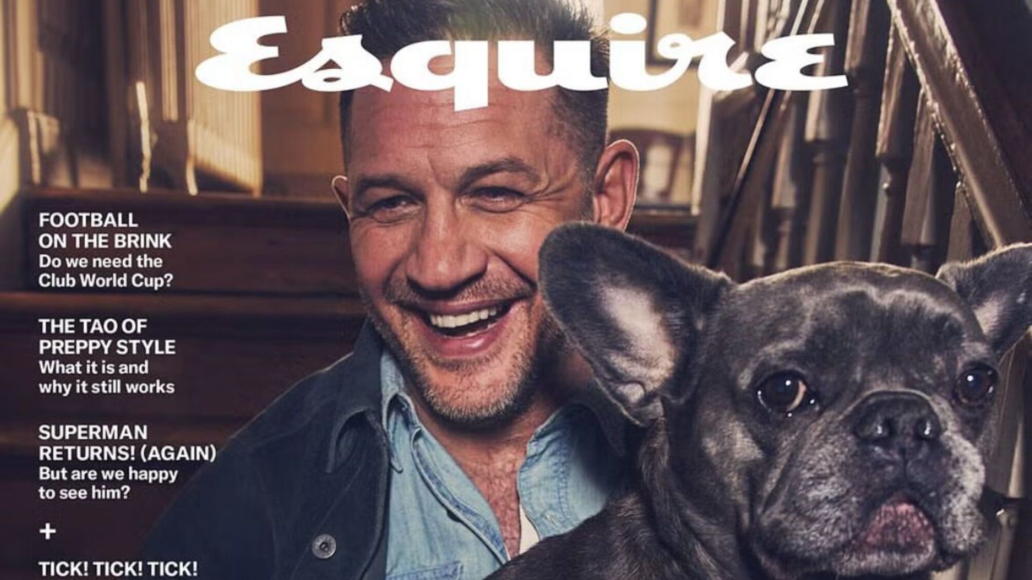 Новый герой Esquire: Том Харди дал интервью со своим бульдогом Блю