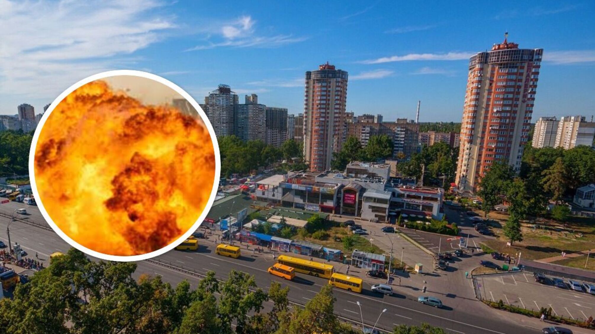 У Києві після атаки 'шахедів' спалахнула пожежа в Святошинському районі