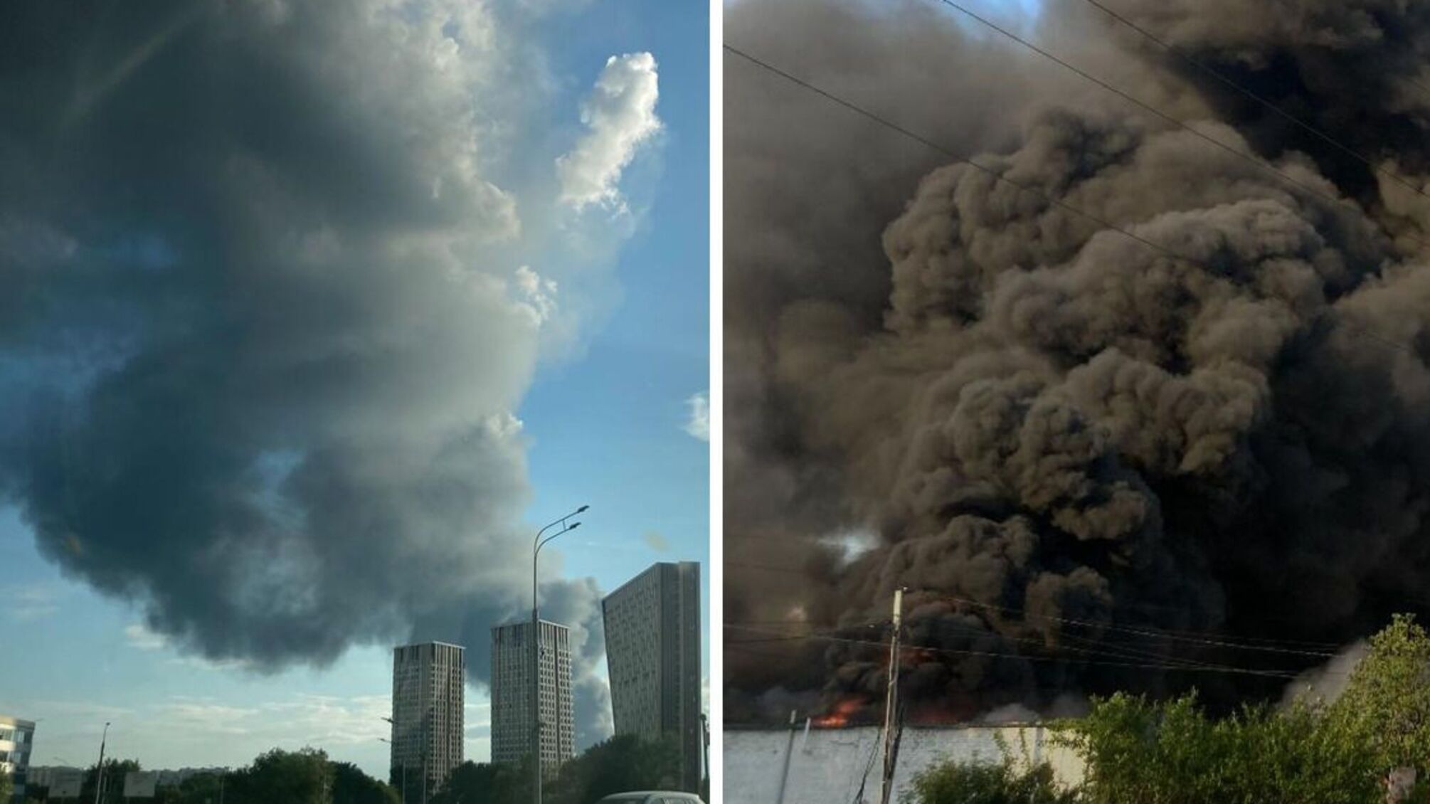 Потужна пожежа охопила завод у Підмосков’ї