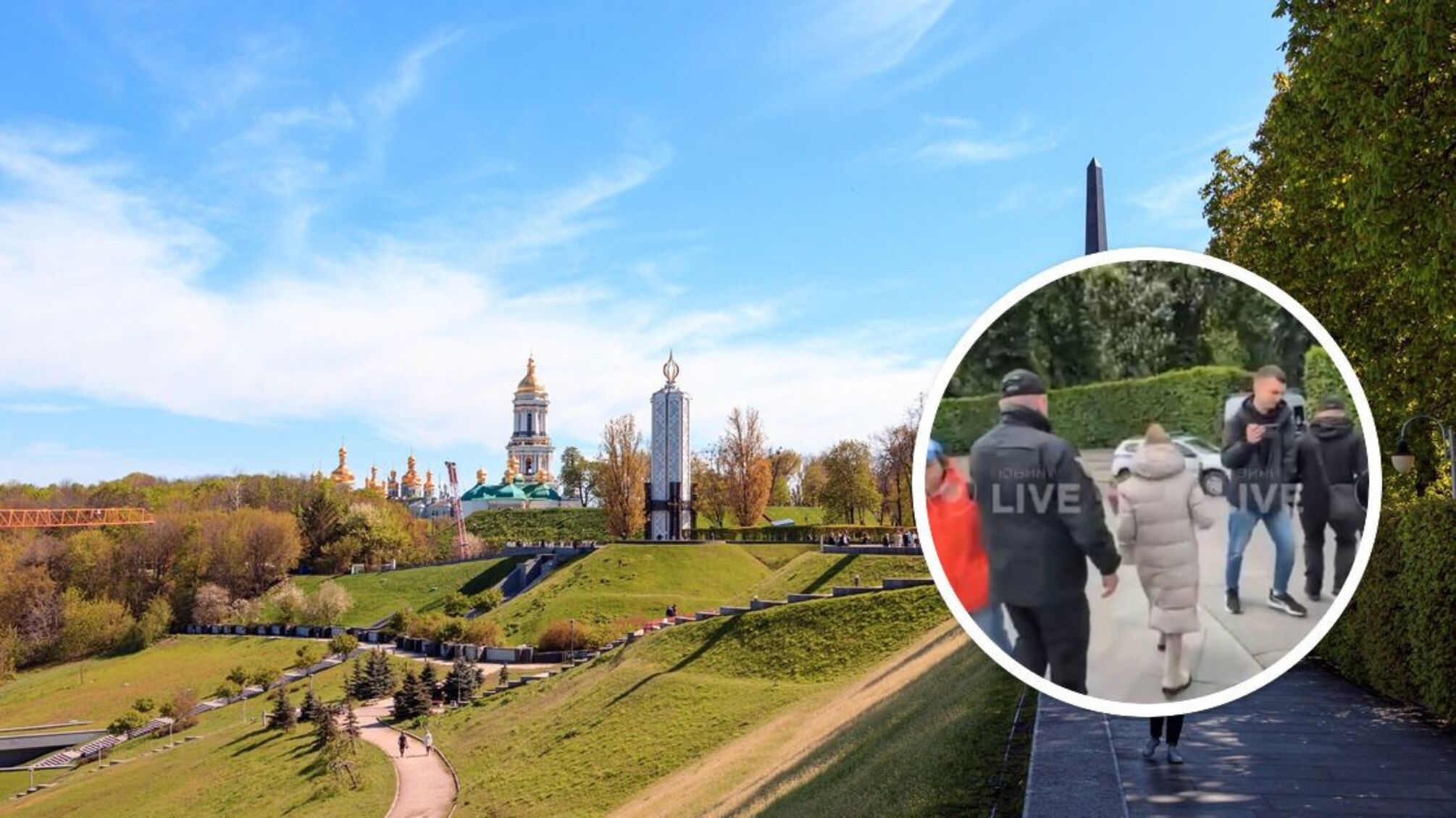 У Києві жінка з радянською символікою влаштувала скандал у Парку Слави: читала 'Муму' та лаяла копів